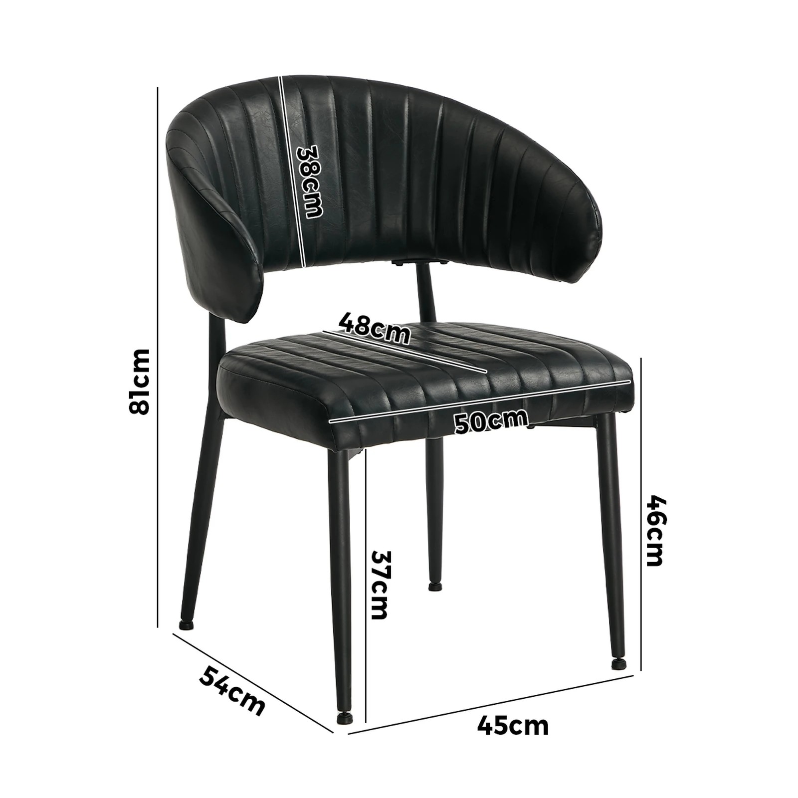 2 Oikiture 2x PU Leather Dining Chair Kitchen Padded Seat - Black, 2 of 9