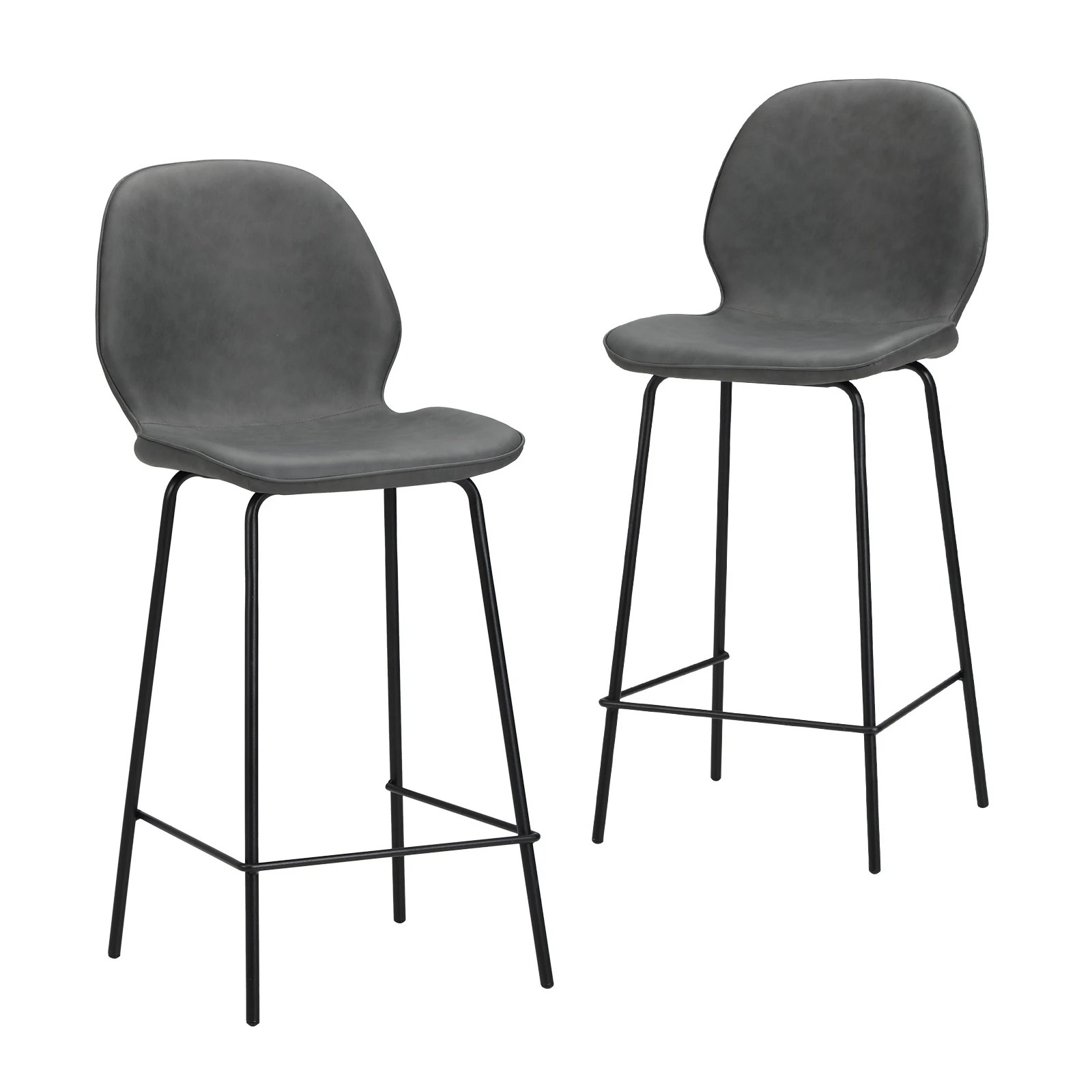 1 Oikiture 2PCS Bar Stools Kitchen Counter Chair Metal - Grey, 1 of 9
