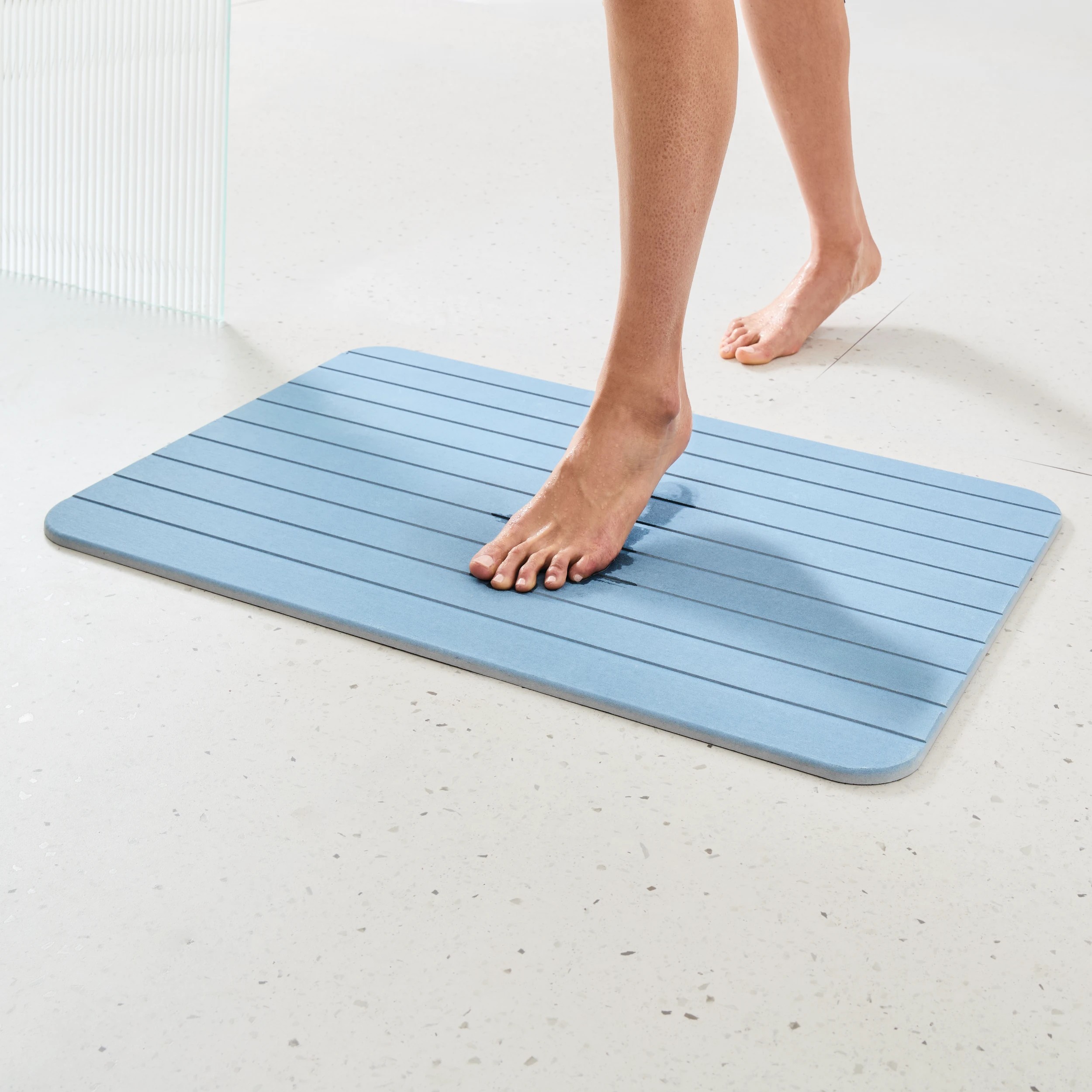 2 Stone Dry Bathmat and Tray Set - Blue, 2 of 10