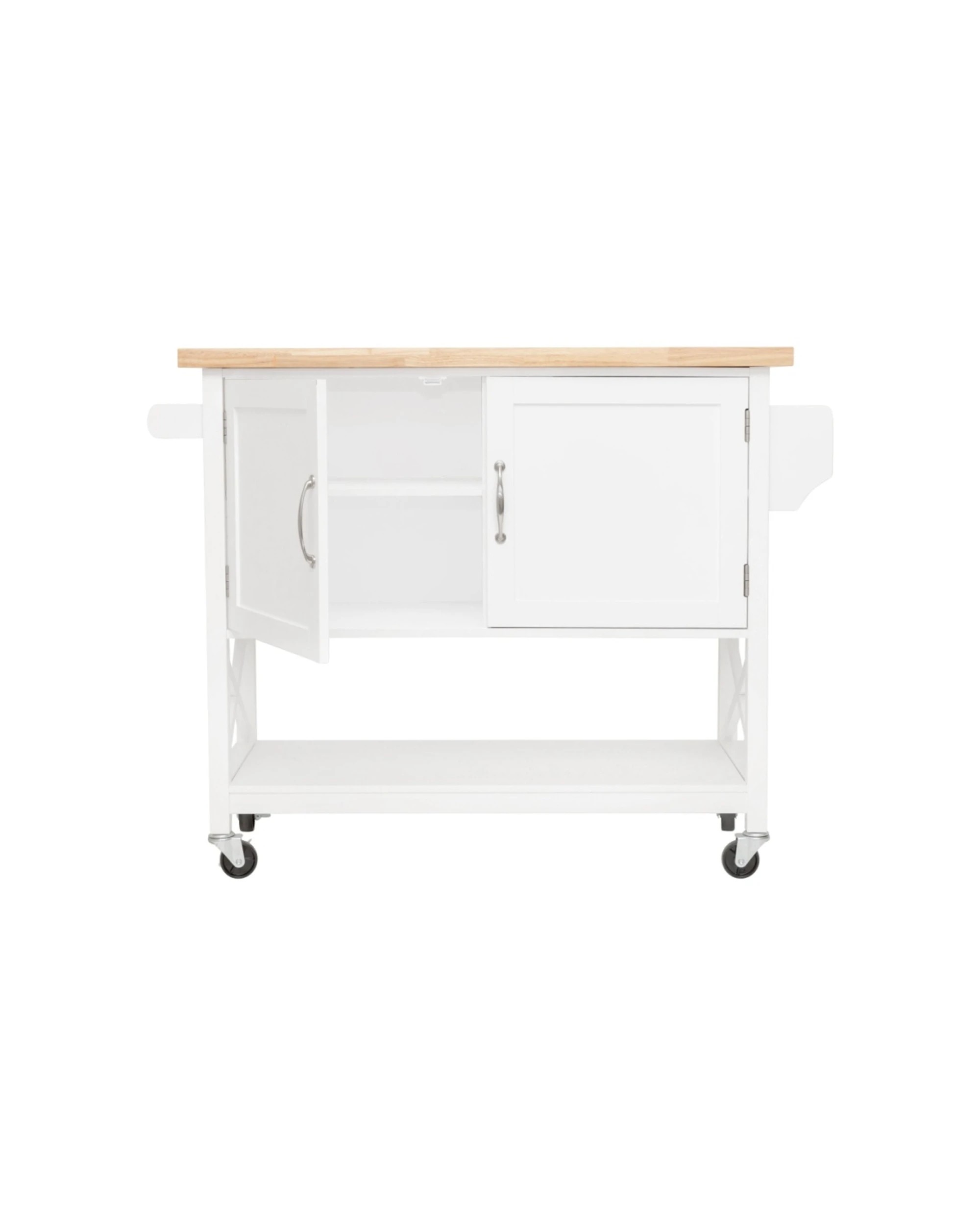 4 Alpine Bay Hamptons Kitchen Island 2 Door Solid Wood Top 116cm Wide - White, 4 of 8