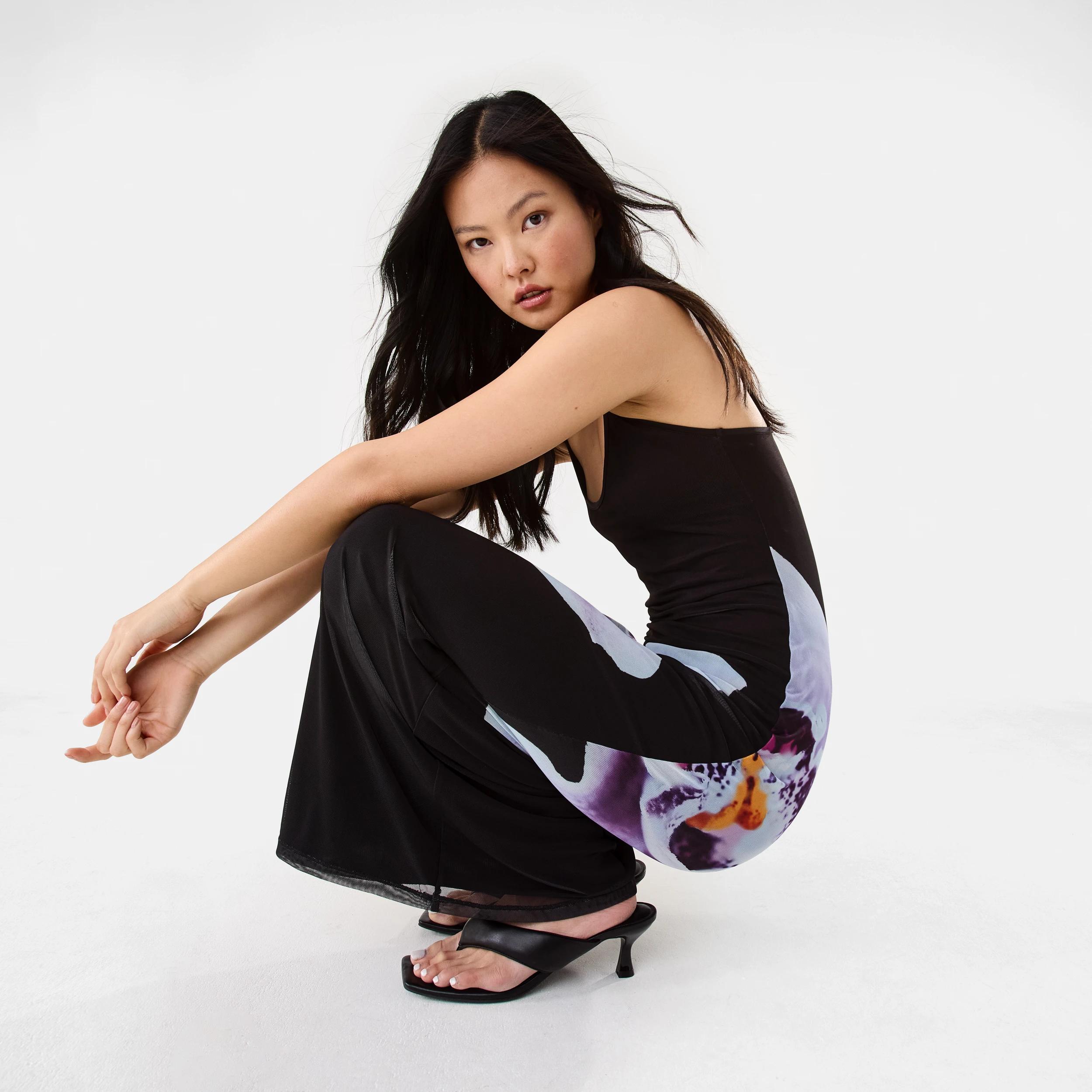 10 Sleeveless Mesh Print Maxi Dress Blk Orchid, 10 of 10