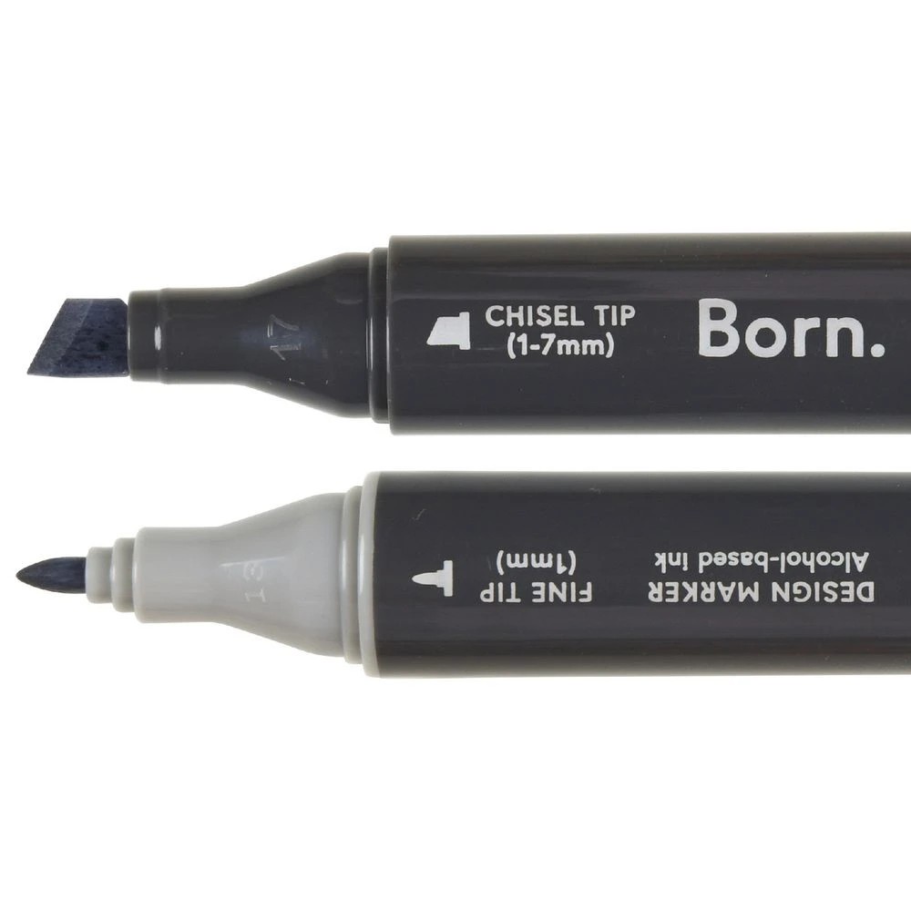 2 Born Professional Dual-Tip Artist Marker Flint Grey BG043, 2 of 4
