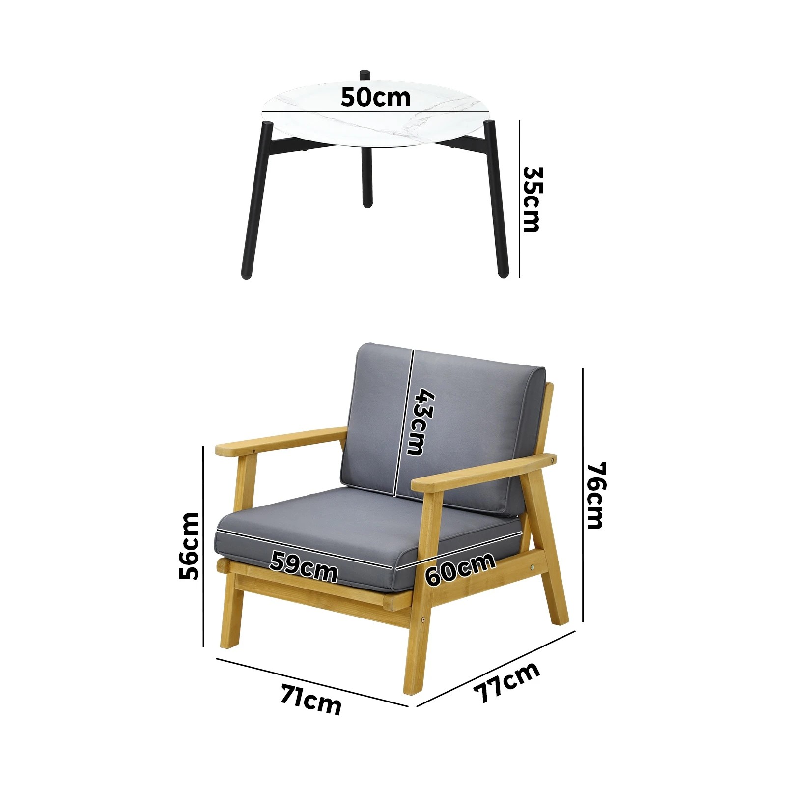 9 Livsip 3pcs Outdoor Lounge Set Patio Furniture Sets 50cm Coffee Side Table
 - Multi, 9 of 10