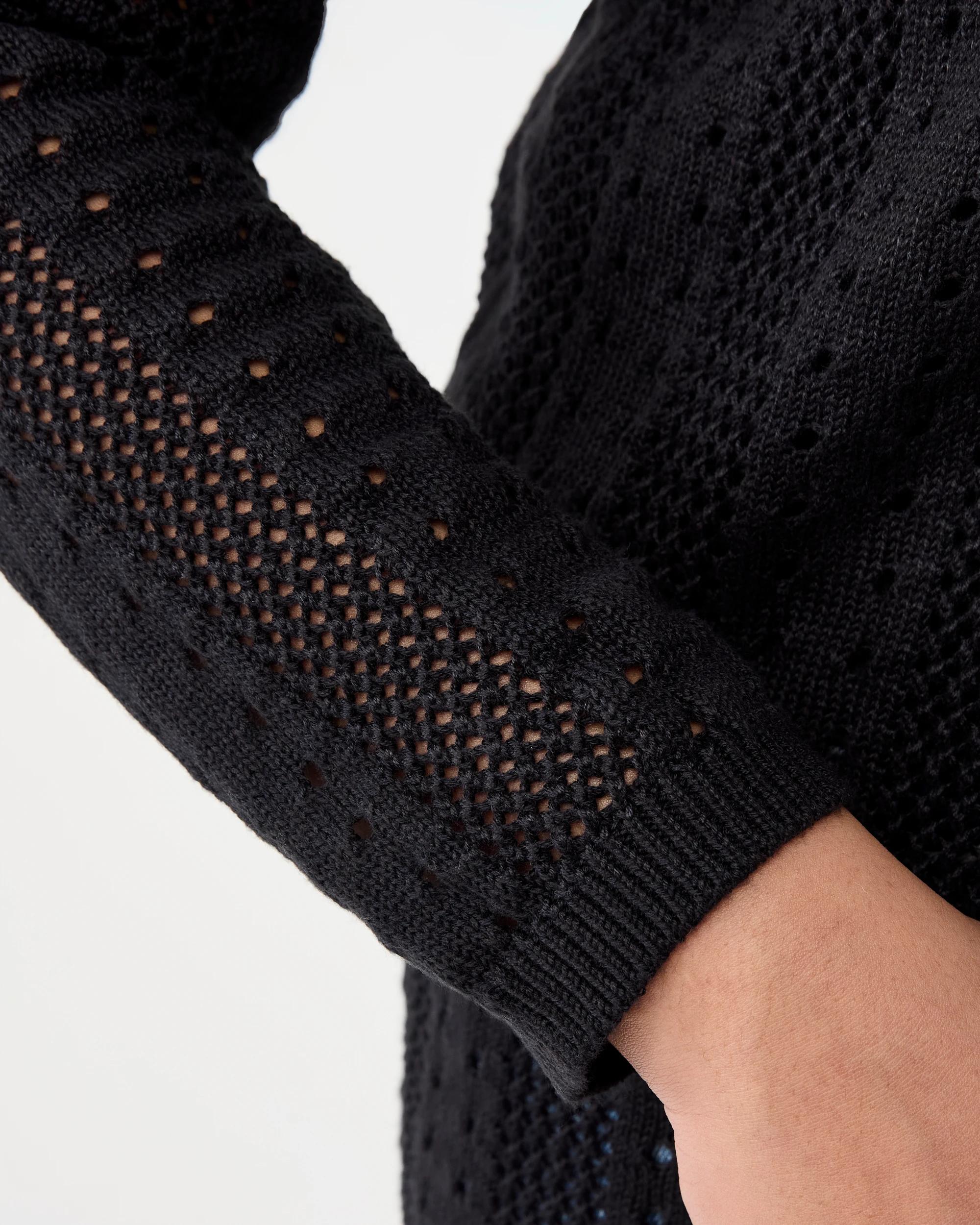6 Curve Crochet Stripe Cardigan Black, 6 of 6