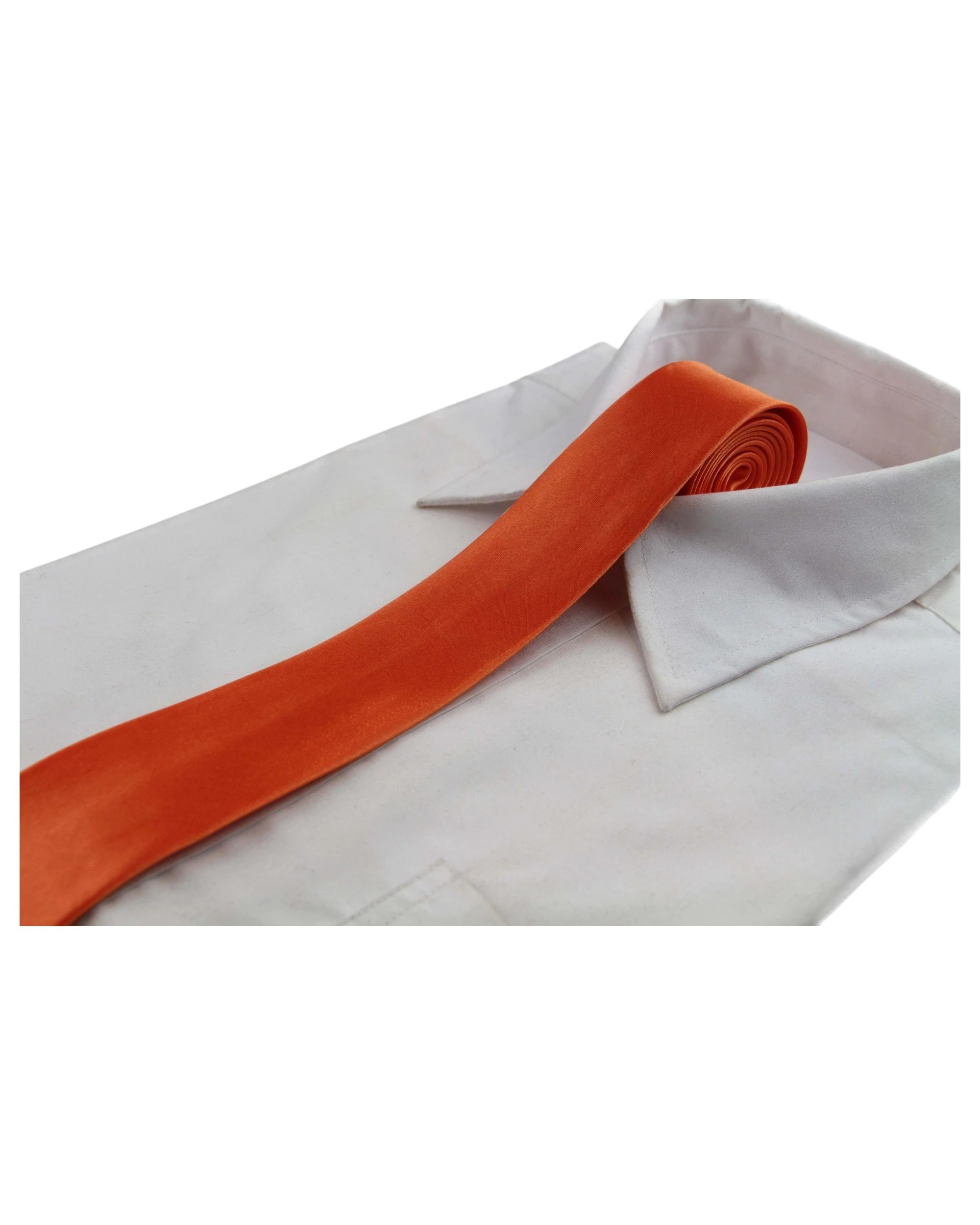 1 Zasel Mens 5cm Skinny Plain Neck Tie - Orange, 1 of 1