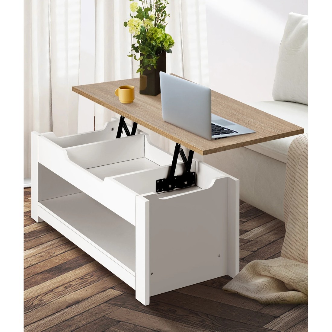 4 Oikiture Coffee Table Lift Up Top Modern Tables Hidden Storage Shelf Display
 - Multi, 4 of 10