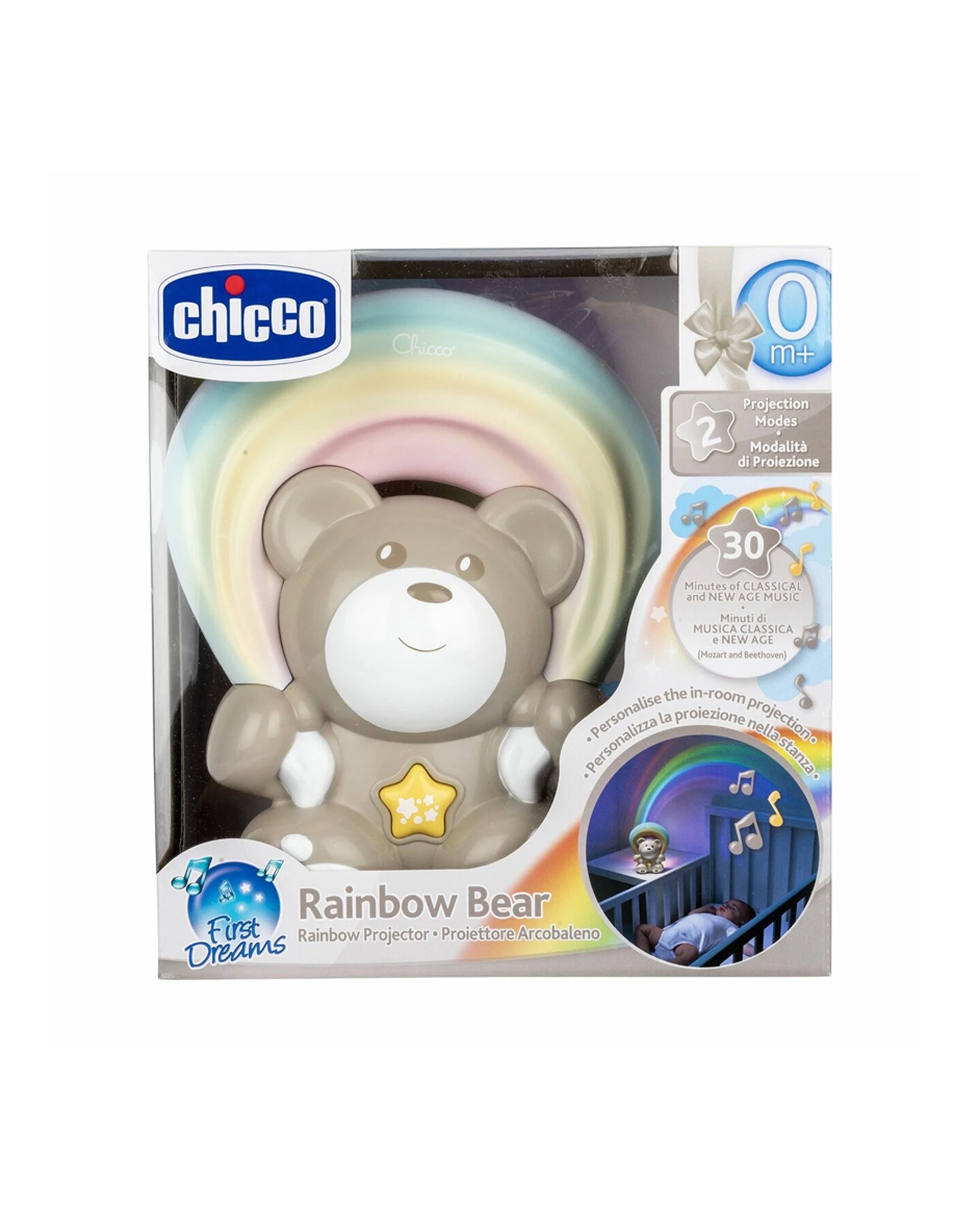 3 Chicco Rainbow Bear Musical Night Light Projector Lamp Baby 0 Months Plus - Grey, 3 of 4