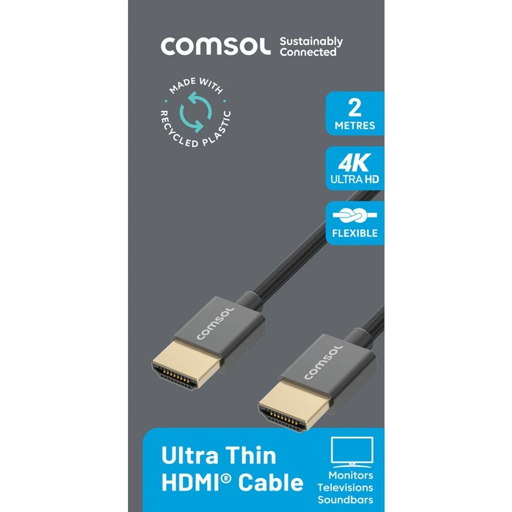 2 Comsol Ultra Soft 4K Silicone HDMI Cable 2m, 2 of 4