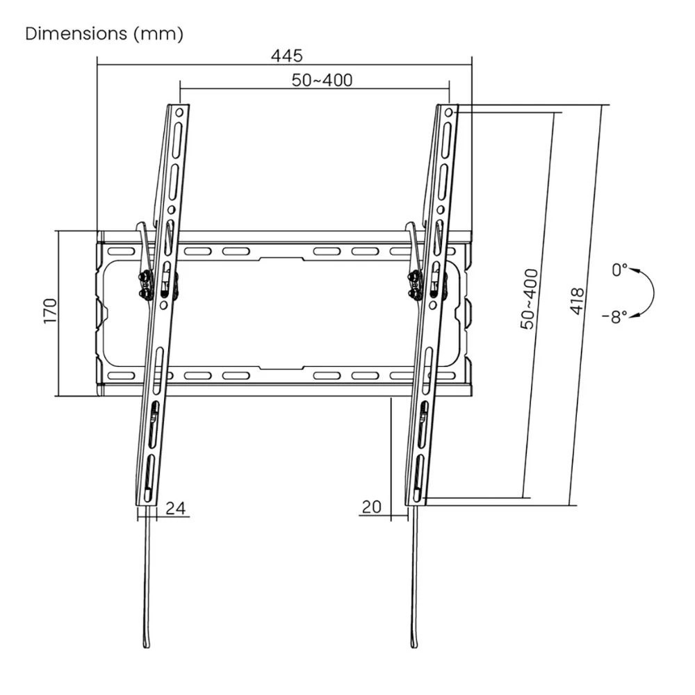 7 Brateck Small Tilt TV Wall Mount 24 – 55" 45kg, 7 of 7