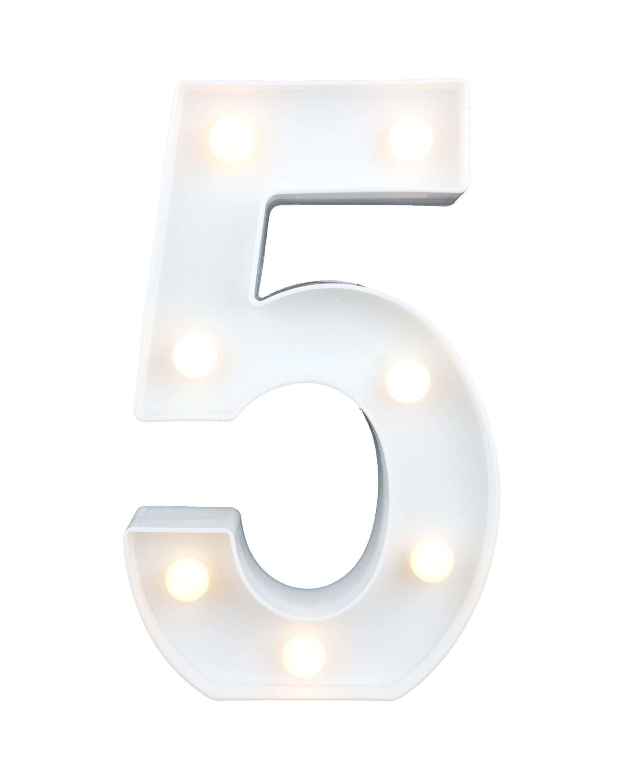 1 Partyrama LED Light Up Number 5 White, 1 of 3