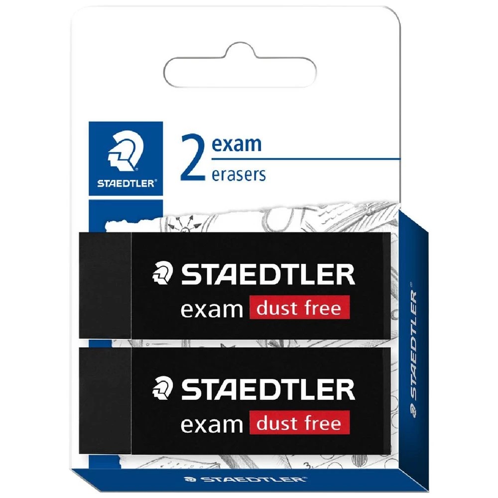 1 Staedtler Exam Dust-Free Eraser Black 2 Pack, 1 of 2