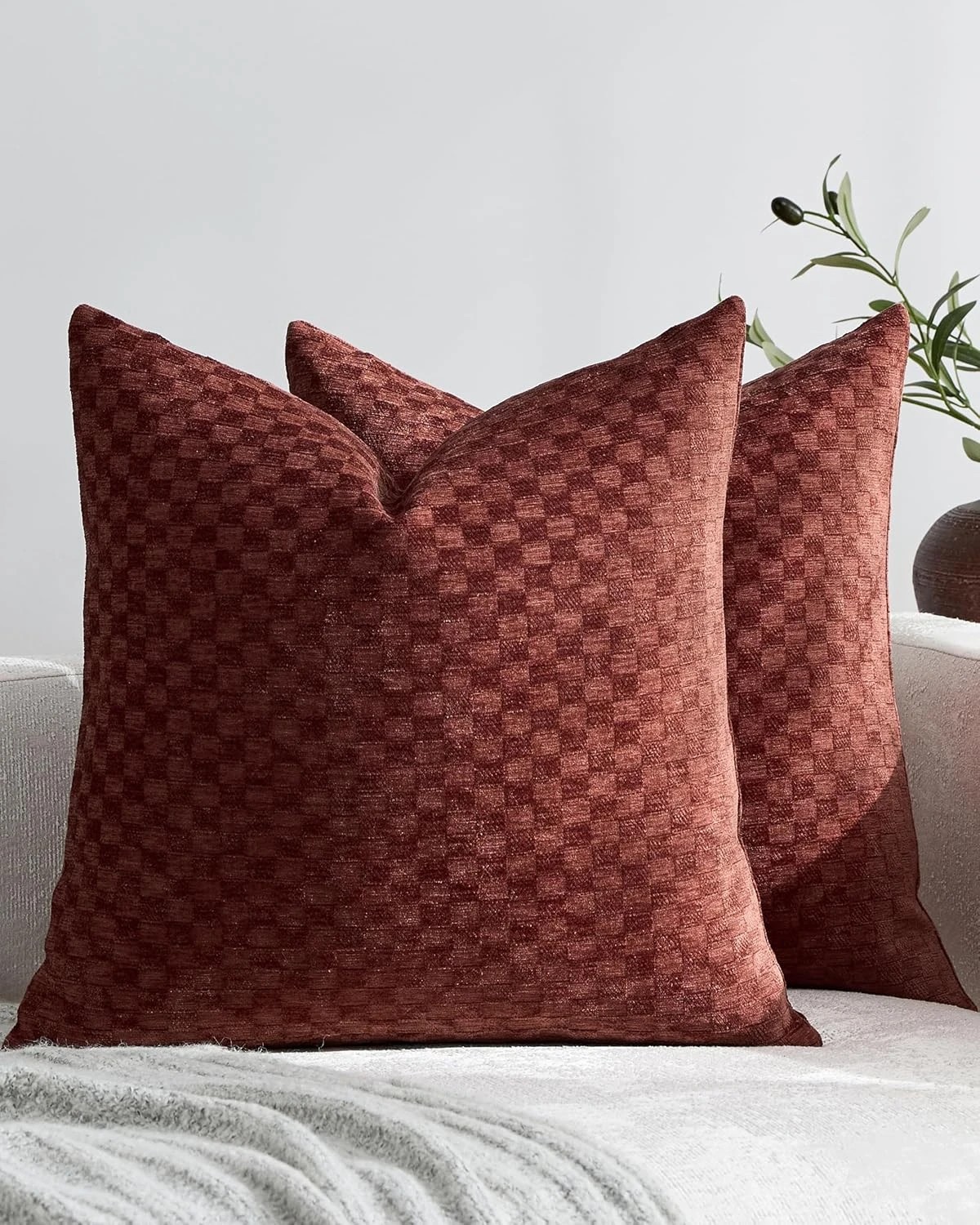 1 Gioia Casa 2-Pack Chenille Waffle Cushion Covers 45cm x 45cm - Rust, 1 of 3