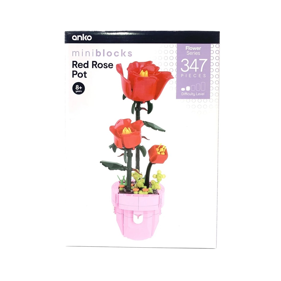 1 347 Piece Mini Blocks Flower Series: Red Rose Pot, 1 of 3