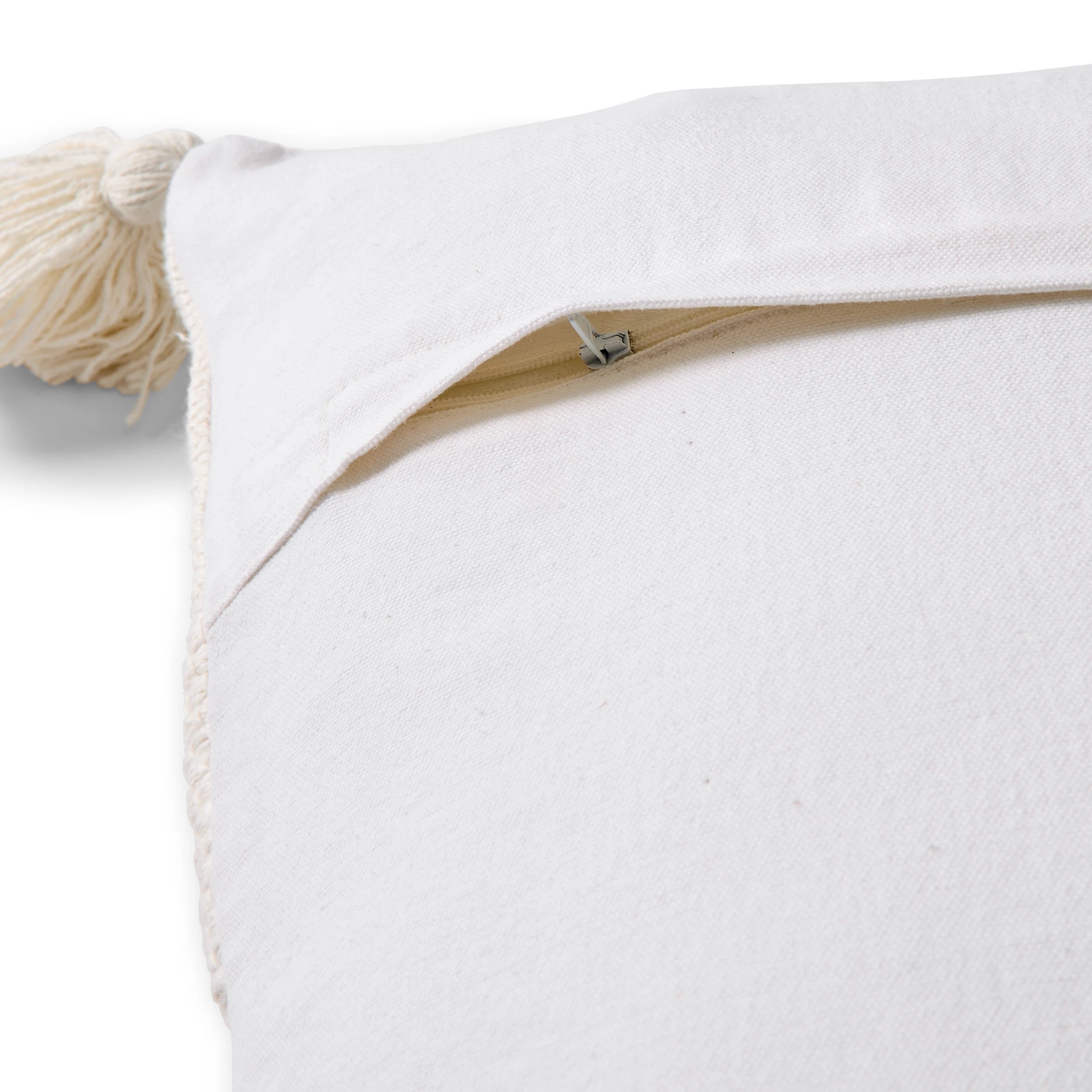 7 50cm Tasselled Cushion Cover - White, 7 of 7
