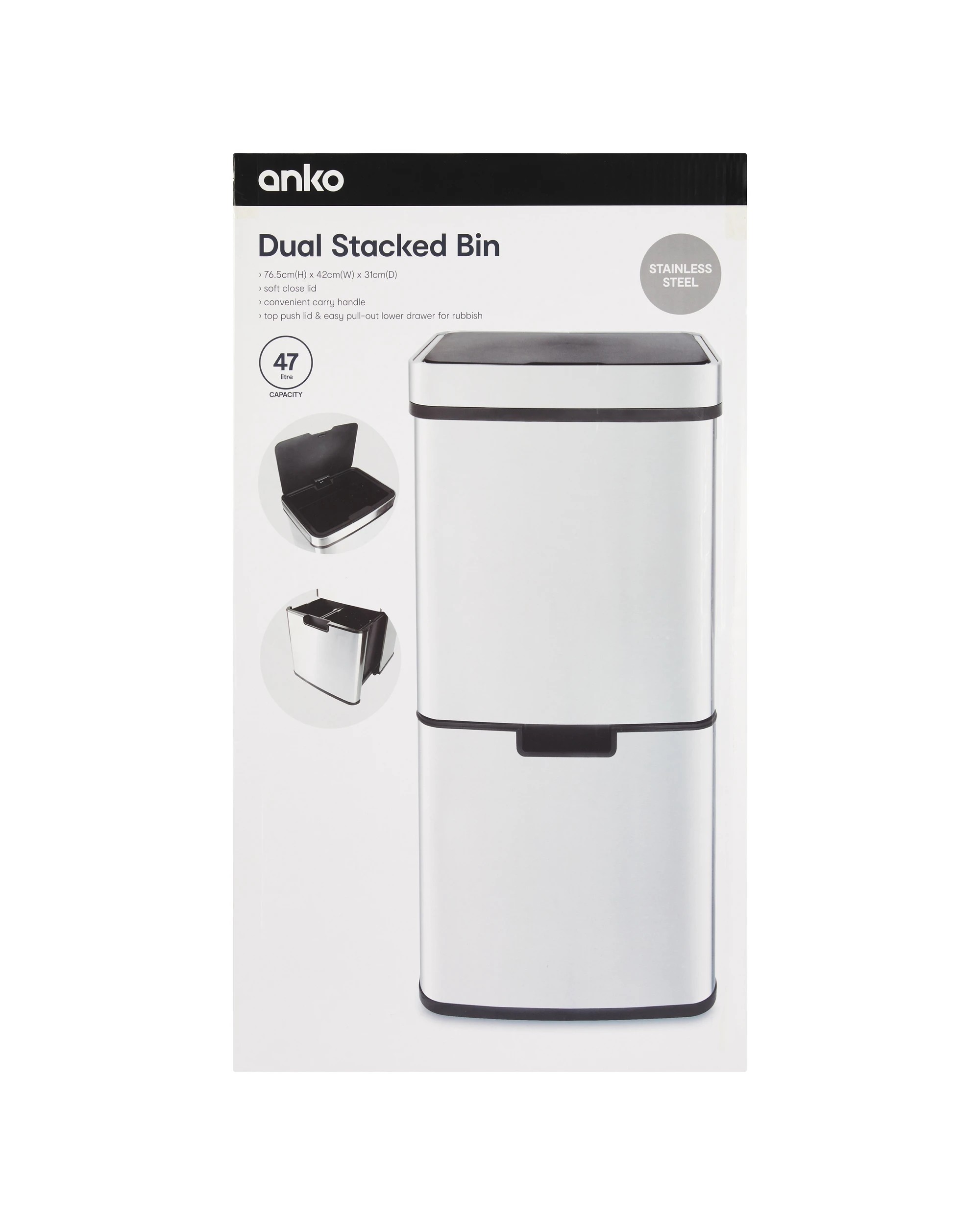 5 47L Dual Stacked Bin - Silver, 5 of 5
