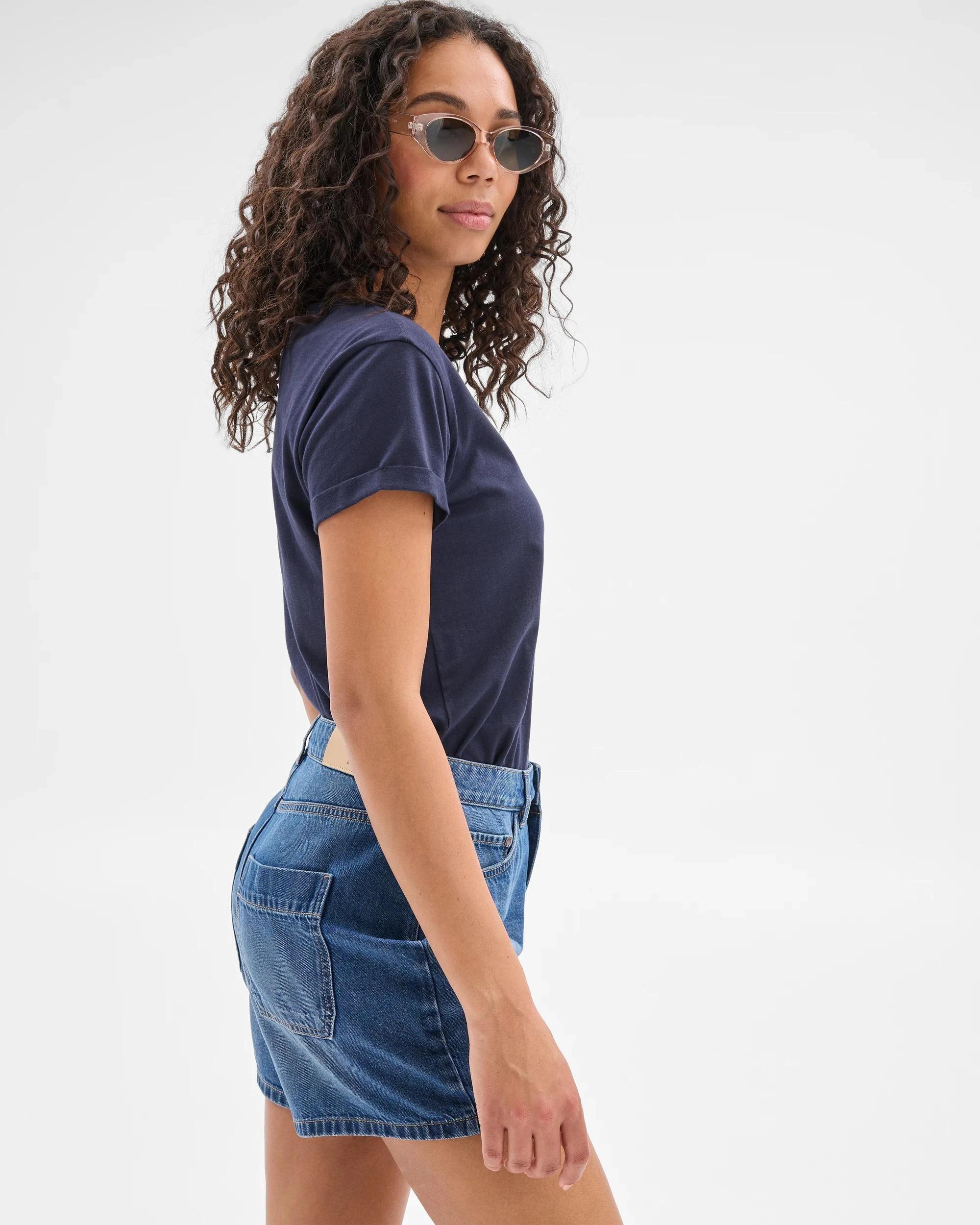 3 Target High Rise A-Line Denim Shorts MEDITERRANEAN BLUE, 3 of 8