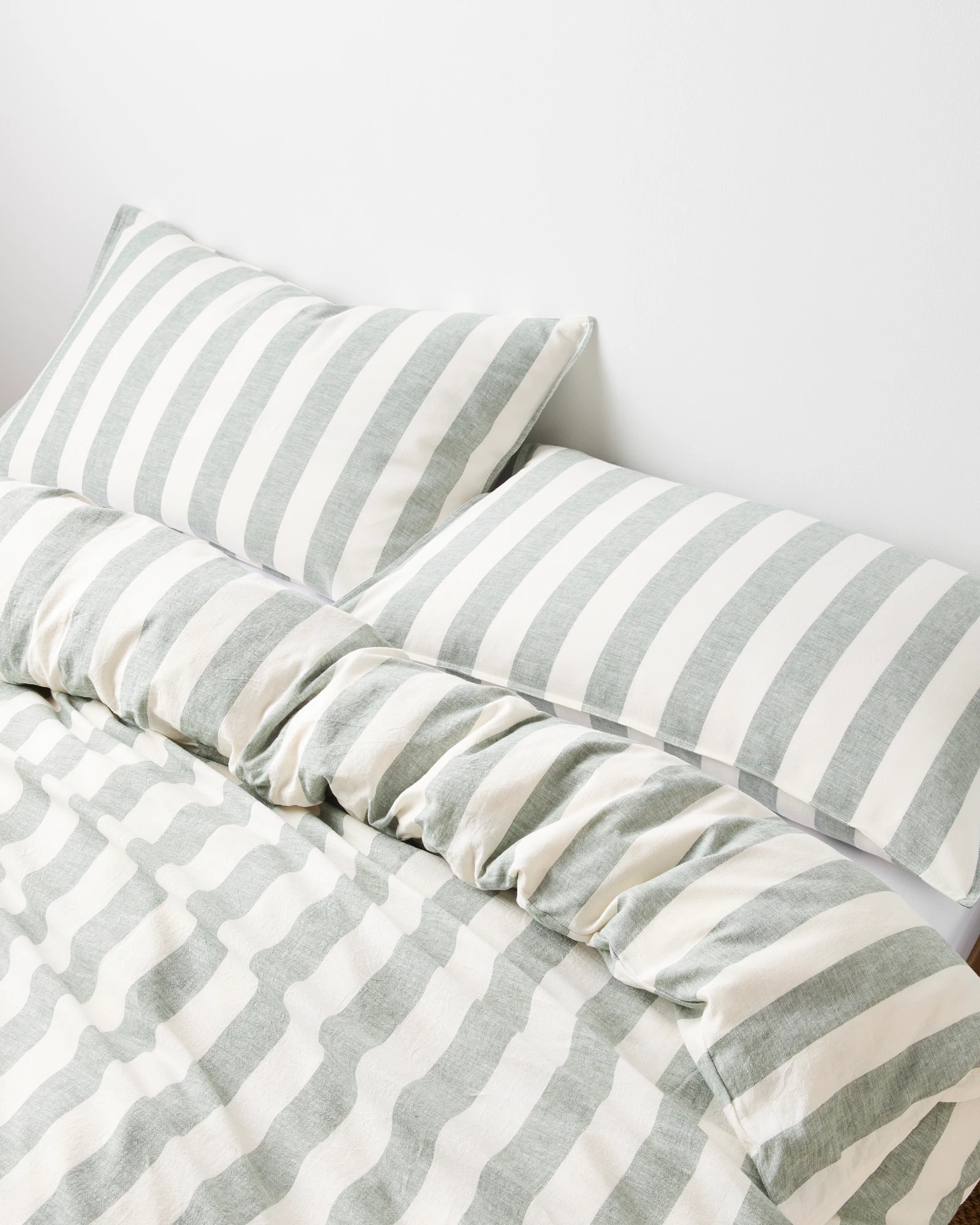 2 Target Reid Stripe Linen/Cotton Quilt Cover Set - Agave - King Bed - Green, 2 of 3