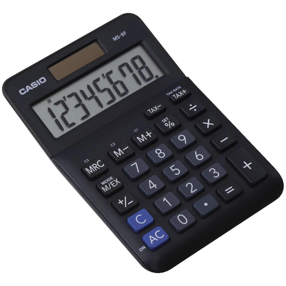 4 Casio 8 Digit Desk Calculator Black MS8F, 4 of 4