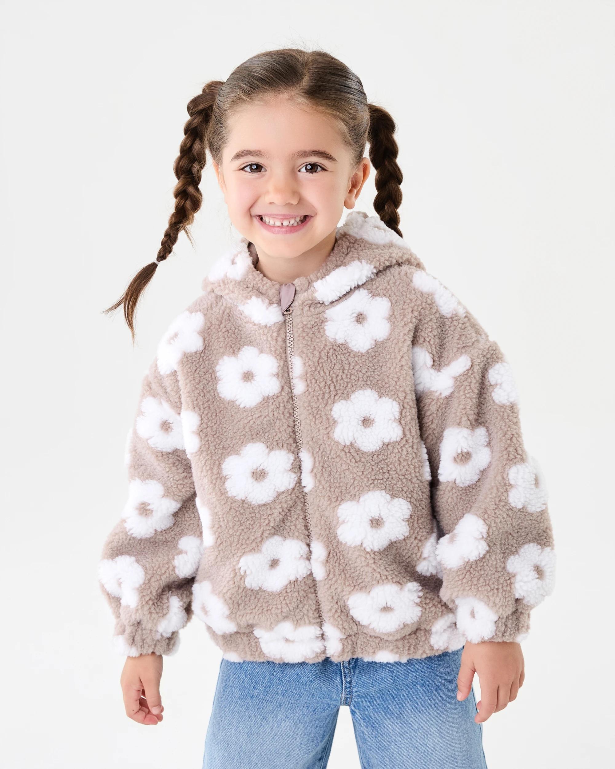 2 Sherpa Lined Zip Through Hoodie Brwn Florl, 2 of 10