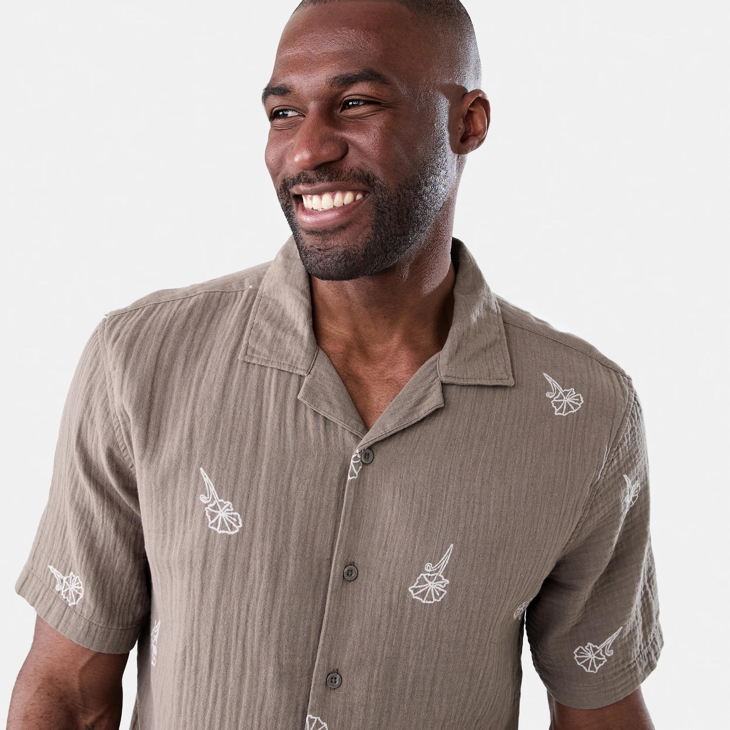 4 Short Sleeve Double Cloth Print Shirt EAGLE BROWN, 4 of 6