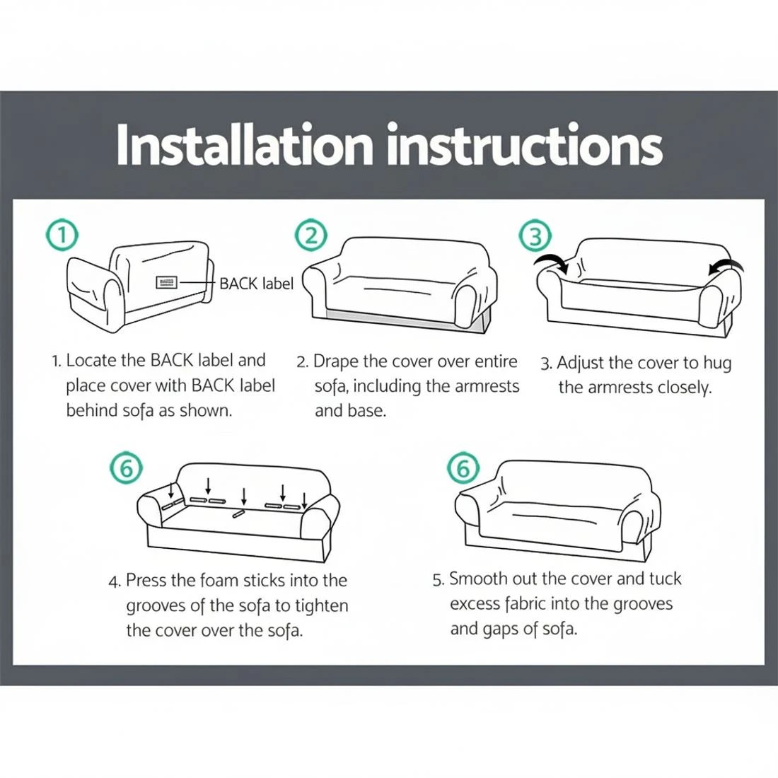 6 Artiss Sofa Cover Couch Covers 4 Seater Stretch - Grey, 6 of 7