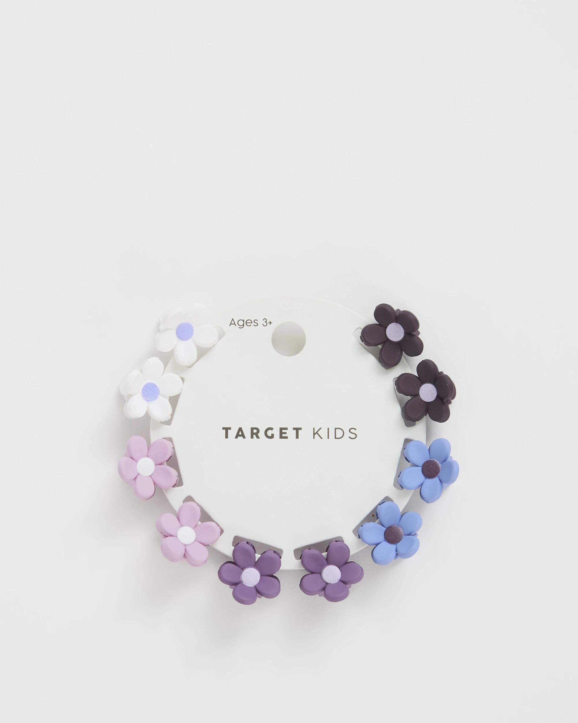 1 Target Kids Kids 10 Pack Mini Flower Claw Clips PURPLE, 1 of 3