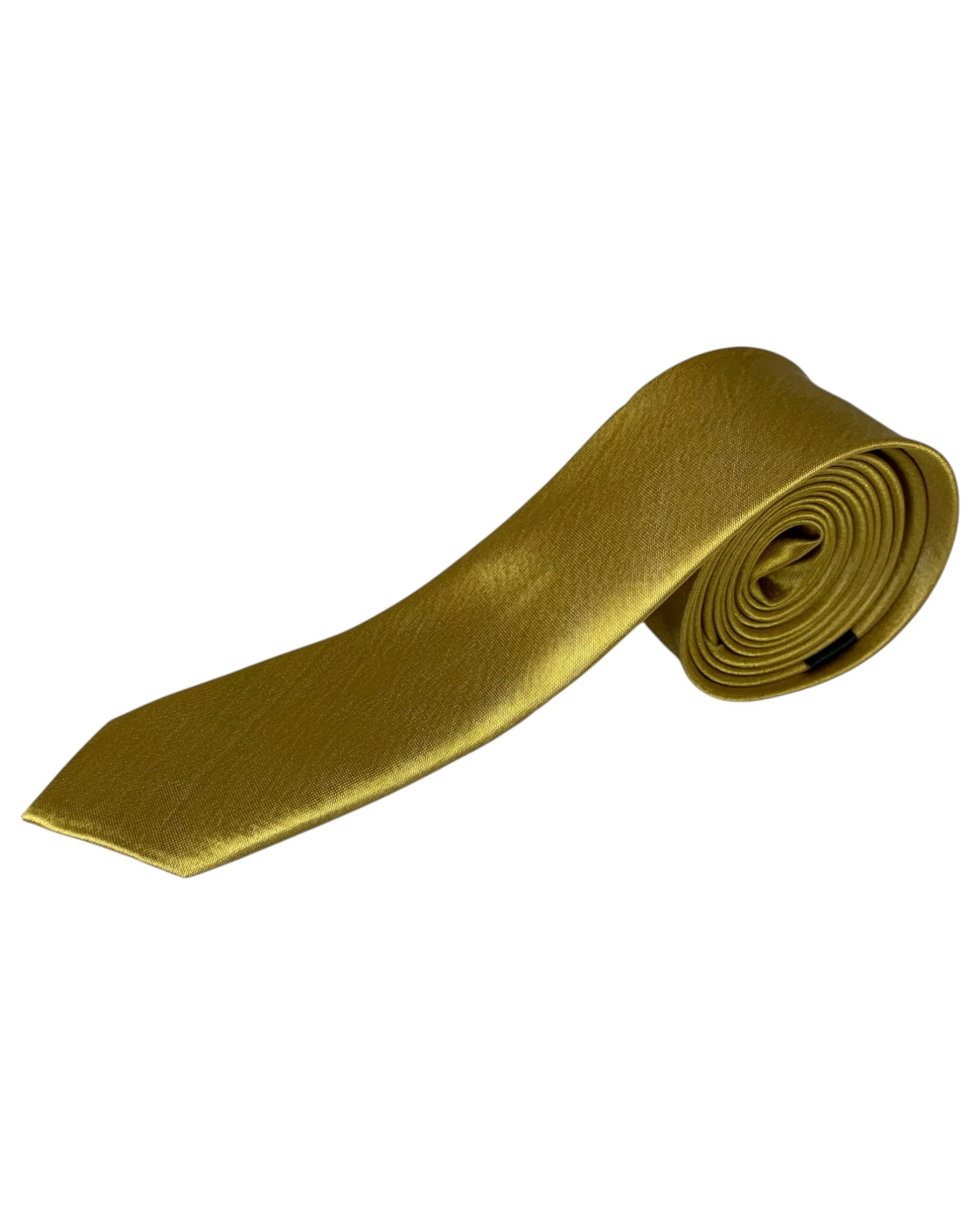 3 Zasel Mens Mustard Yellow 5cm Skinny Plain Neck Tie - Yellow, 3 of 4