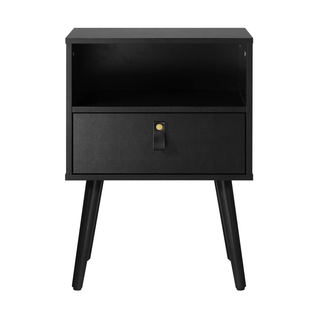 7 Oikiture Bedside Tables Side Table Storage Cabinet Leather Handle
 - Black, 7 of 10
