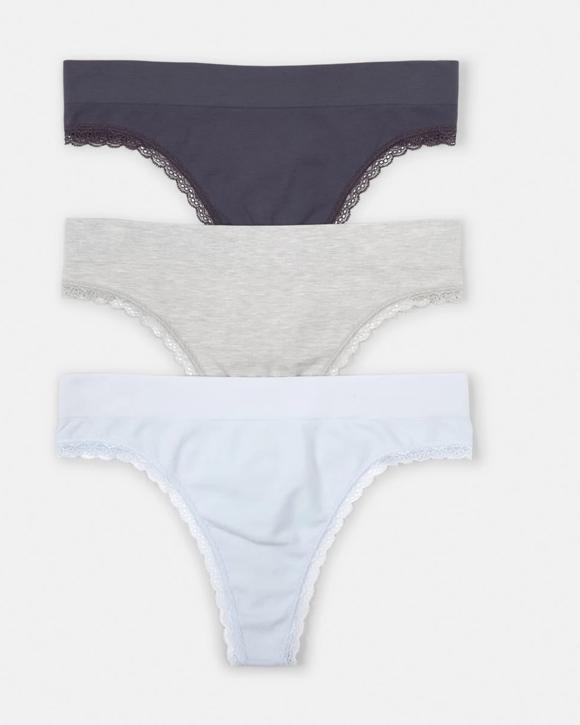 3 Pack Seamfree Bamboo Lace G-string Briefs