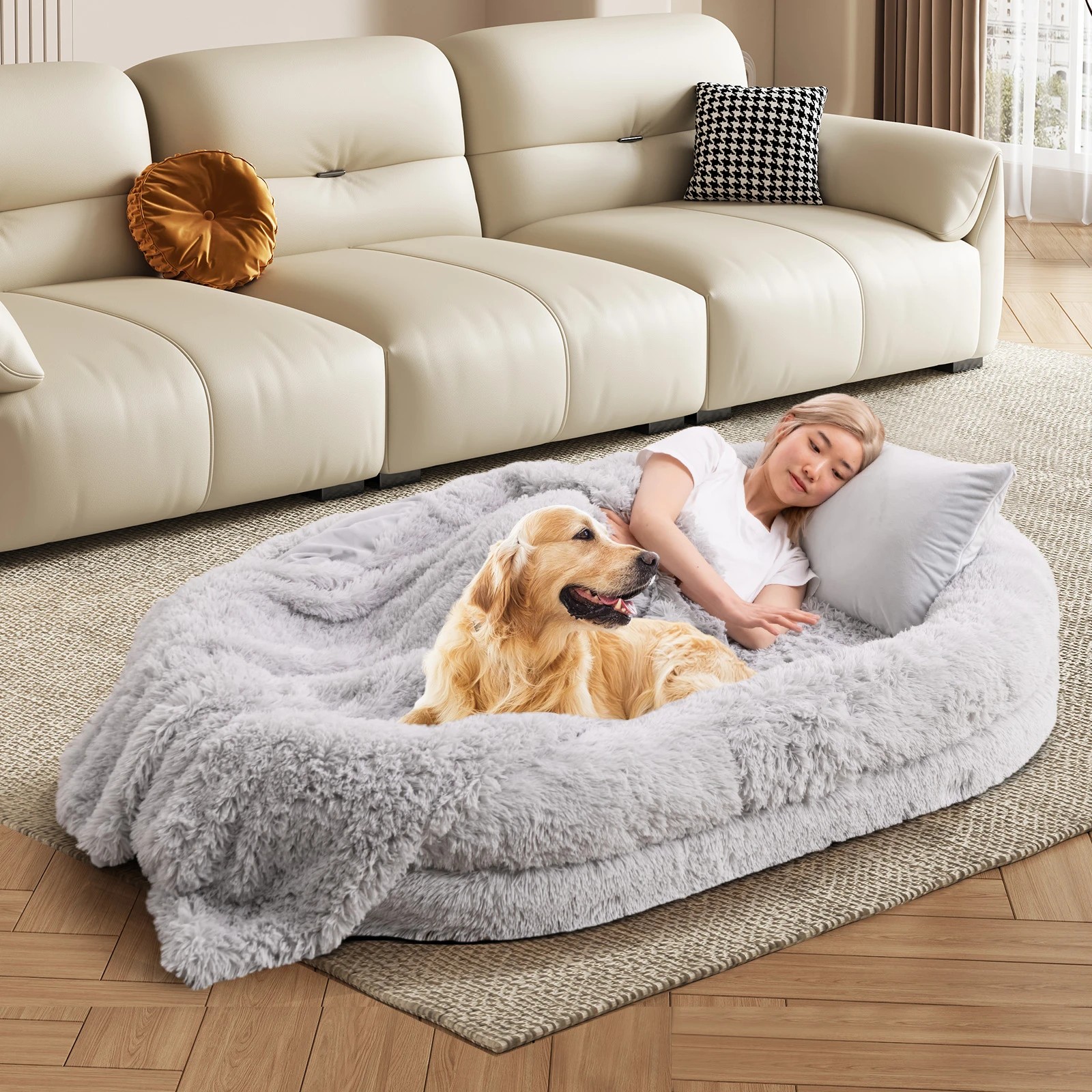 3 Costway Human Dog Bed w/Soft Blanket Orthopedic Dog Bed
171 x 115 x 25cm, 3 of 5