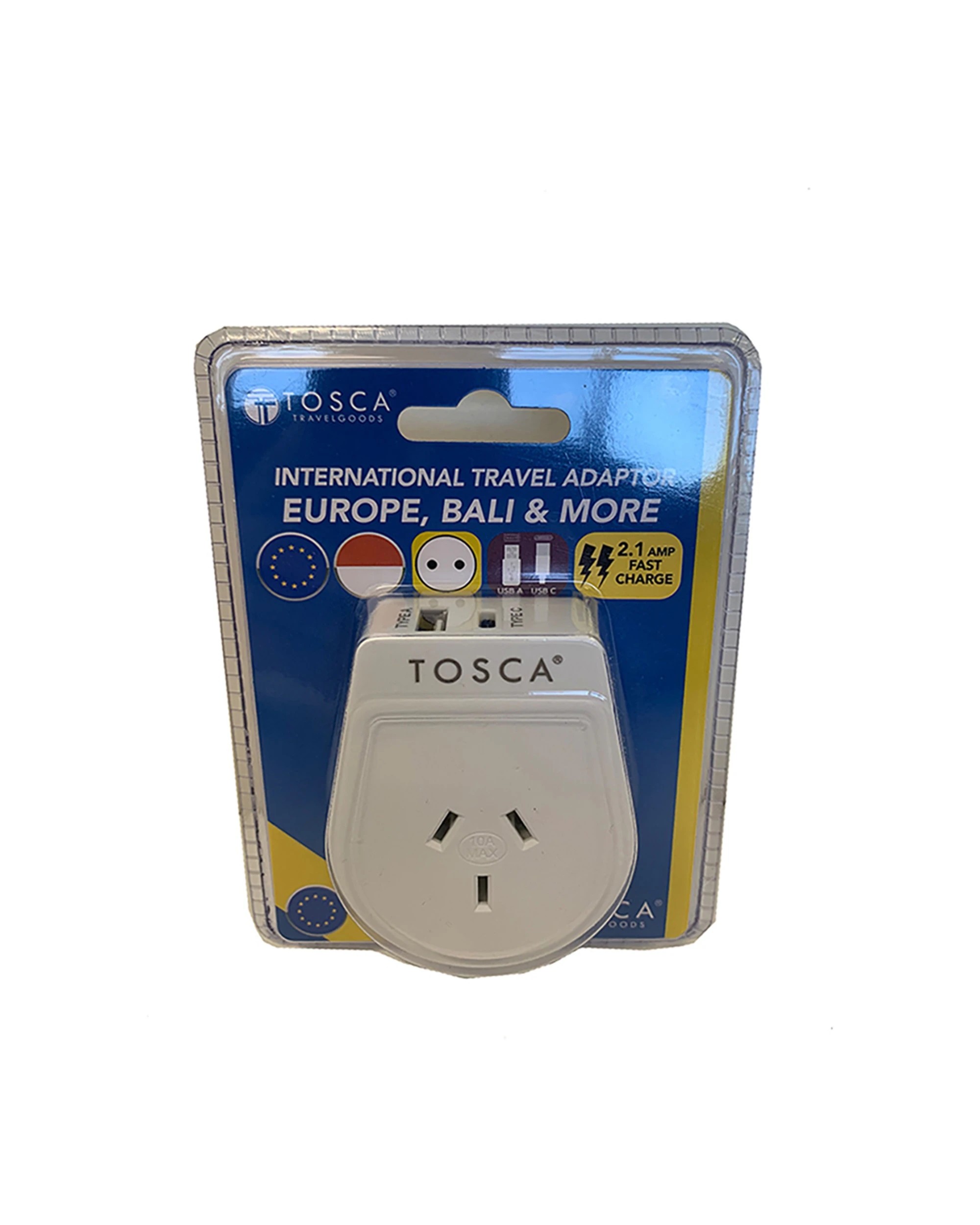 2 Tosca Ob Travel Power Adapter Converter Plug With Usb A&C Bal/Eur - White, 2 of 2