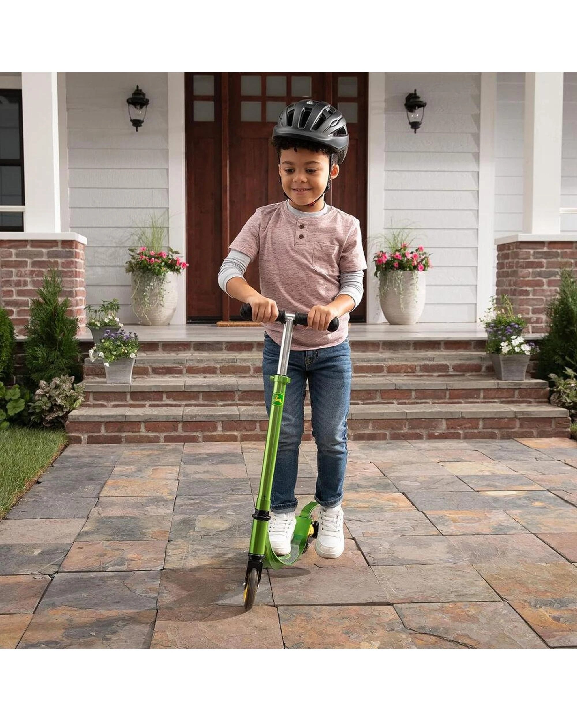 7 John Deere Kids Adjustable Push  Kick Ride On Scooter w Light Up Wheels 5y, 7 of 7