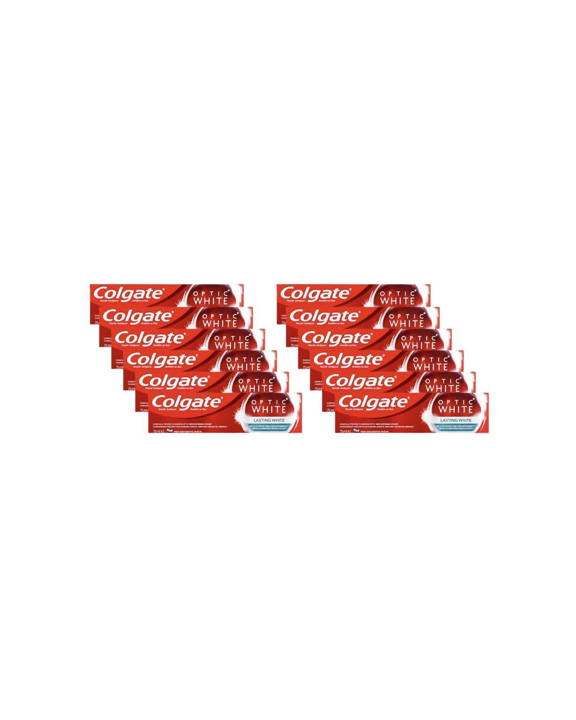 1 Colgate 12PK Tooth Paste Optic LastingWhite Tube Dental OralCare 75ml - Multi, 1 of 3