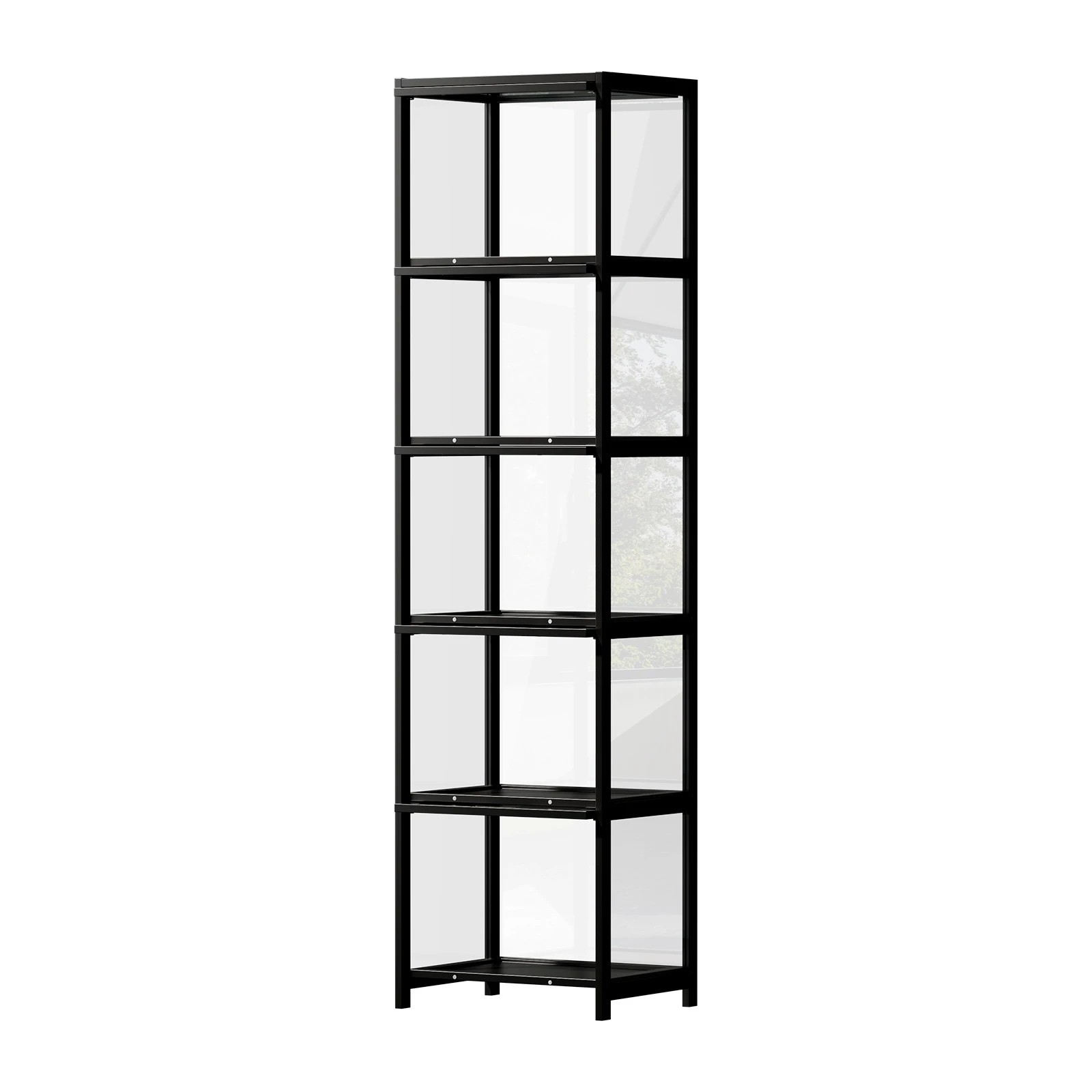1 Oikiture Display Cabinet Storage 5-Tier Shelves Bookcase Clear Stand Rack - Black, 1 of 8