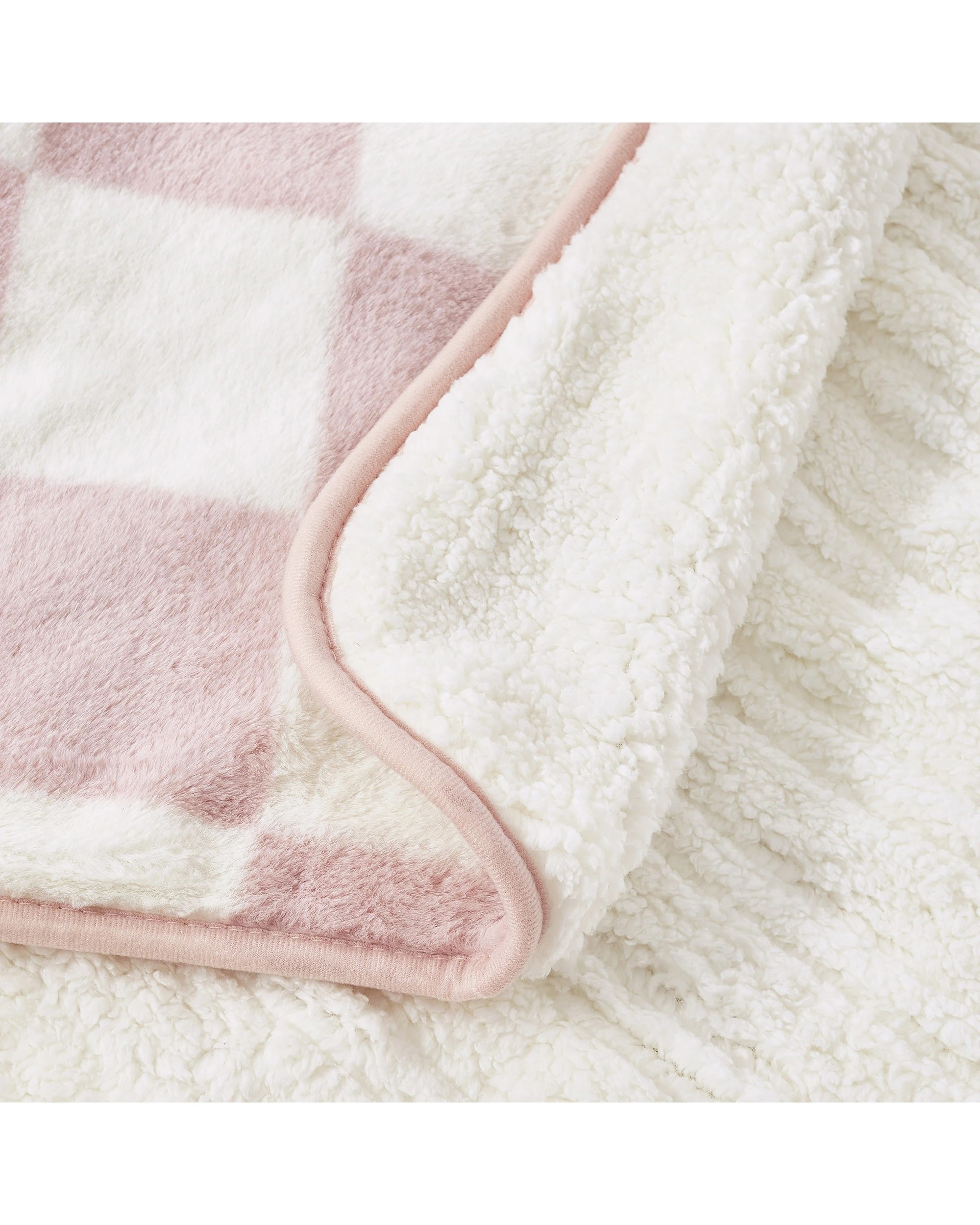 4 Dreamaker Axia Checkered Plush Heated Throw 180x200cm - Pink and Cream, 4 of 10