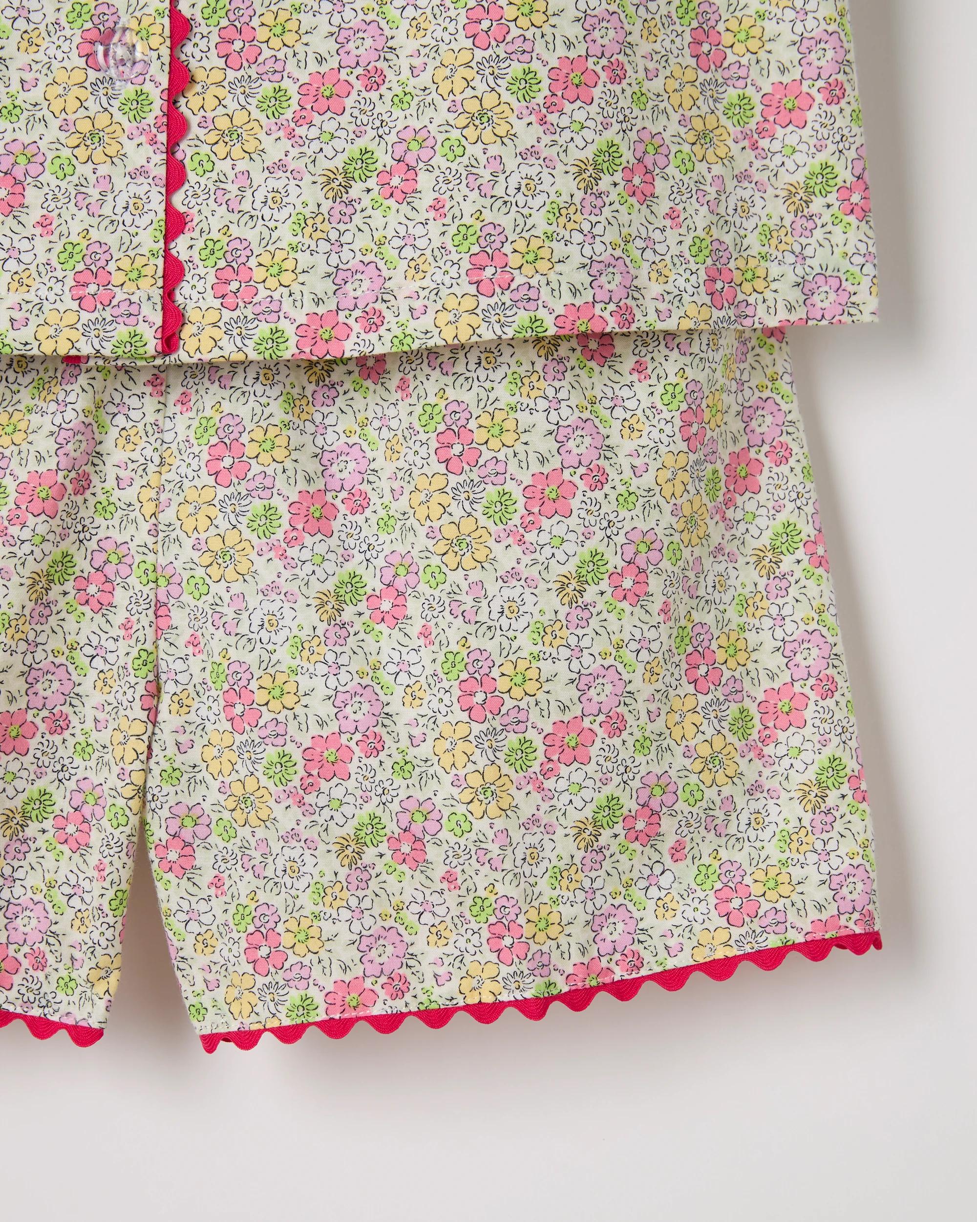 7 Target Kids Australian Cotton Younger Girls Ric Rac Shorts Pyjama Set FLORAL, 7 of 7