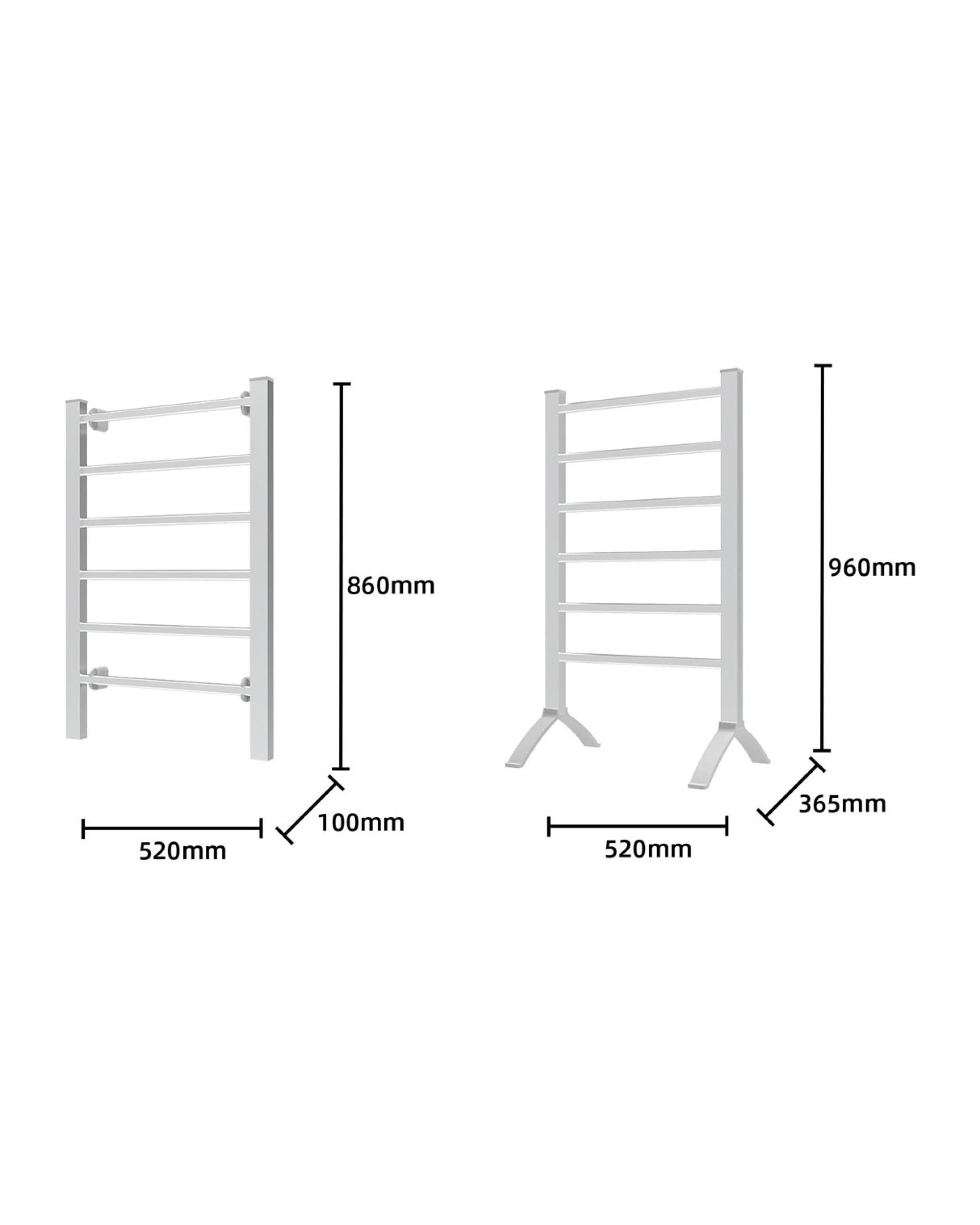 3 Pronti Heated Towel Rack Electric Bathroom Towel Rails Warmer 100W - Silver, 3 of 6