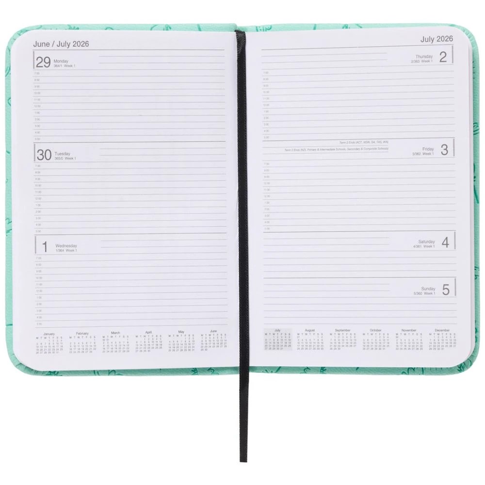 6 J.Burrows A7 Week-To-View Embossed Diary FY26/27 Sage, 6 of 6