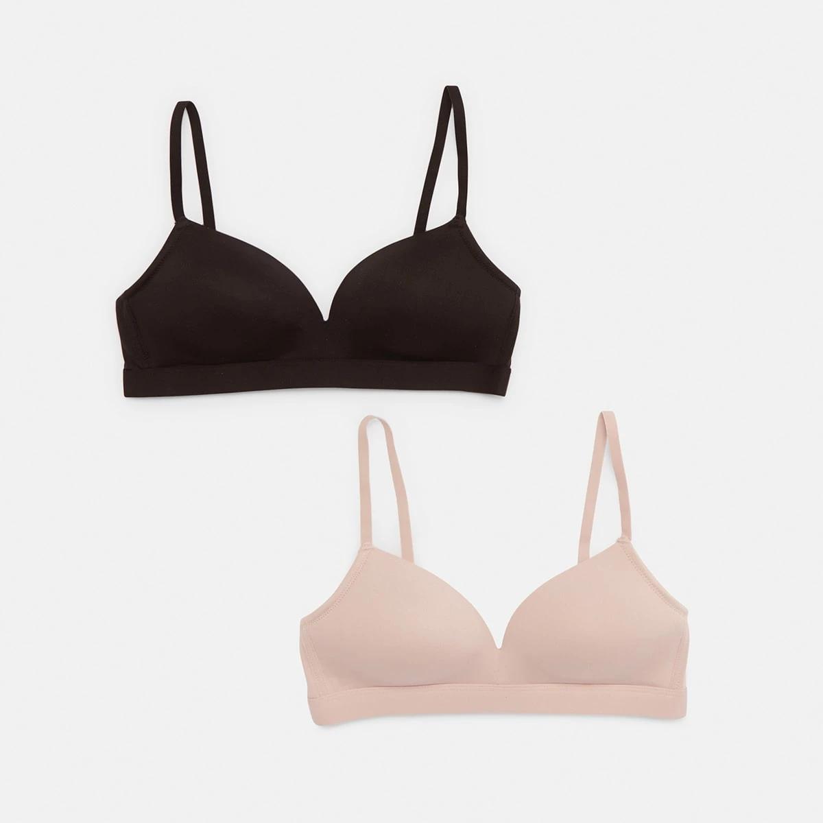 1 2 Pack Wirefree T-Shirt Bra BLACK, BEIGE, 1 of 7