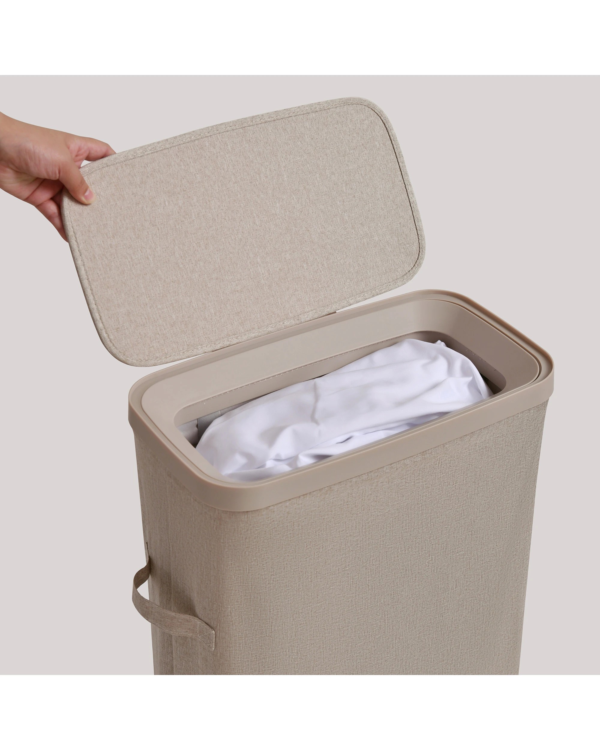 5 Sherwood Voyager Slim Laundry Hamper 40L Faux Linen 22x39x67cm - Natural, 5 of 10
