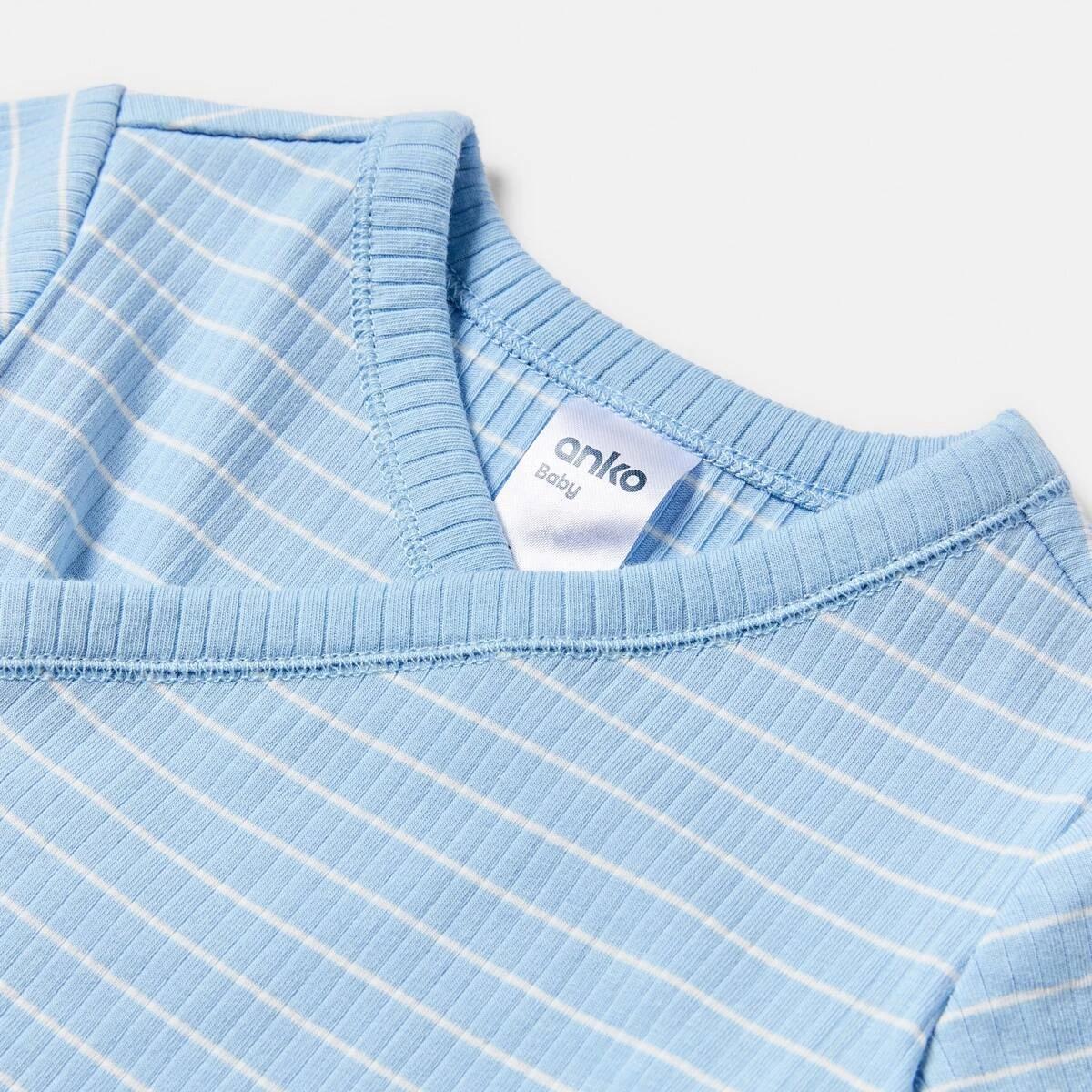 5 2 Piece Long Sleeve Wrap Newborn Set BLUE STRIPES, 5 of 6
