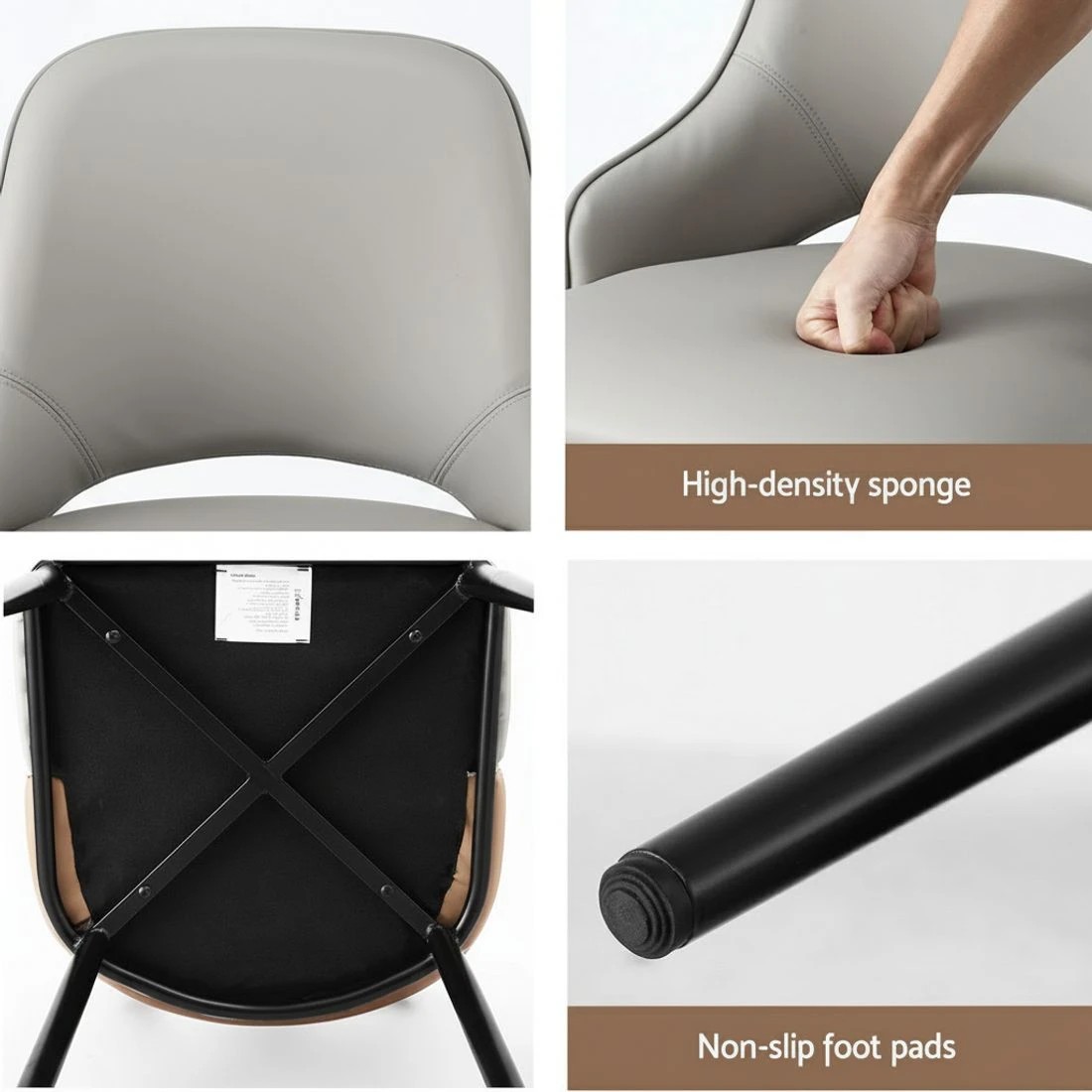 6 Artiss 2x Dining Chairs Hollow PU Leather Kitchen Lounge Cafe Accent Chair - Beige, 6 of 6