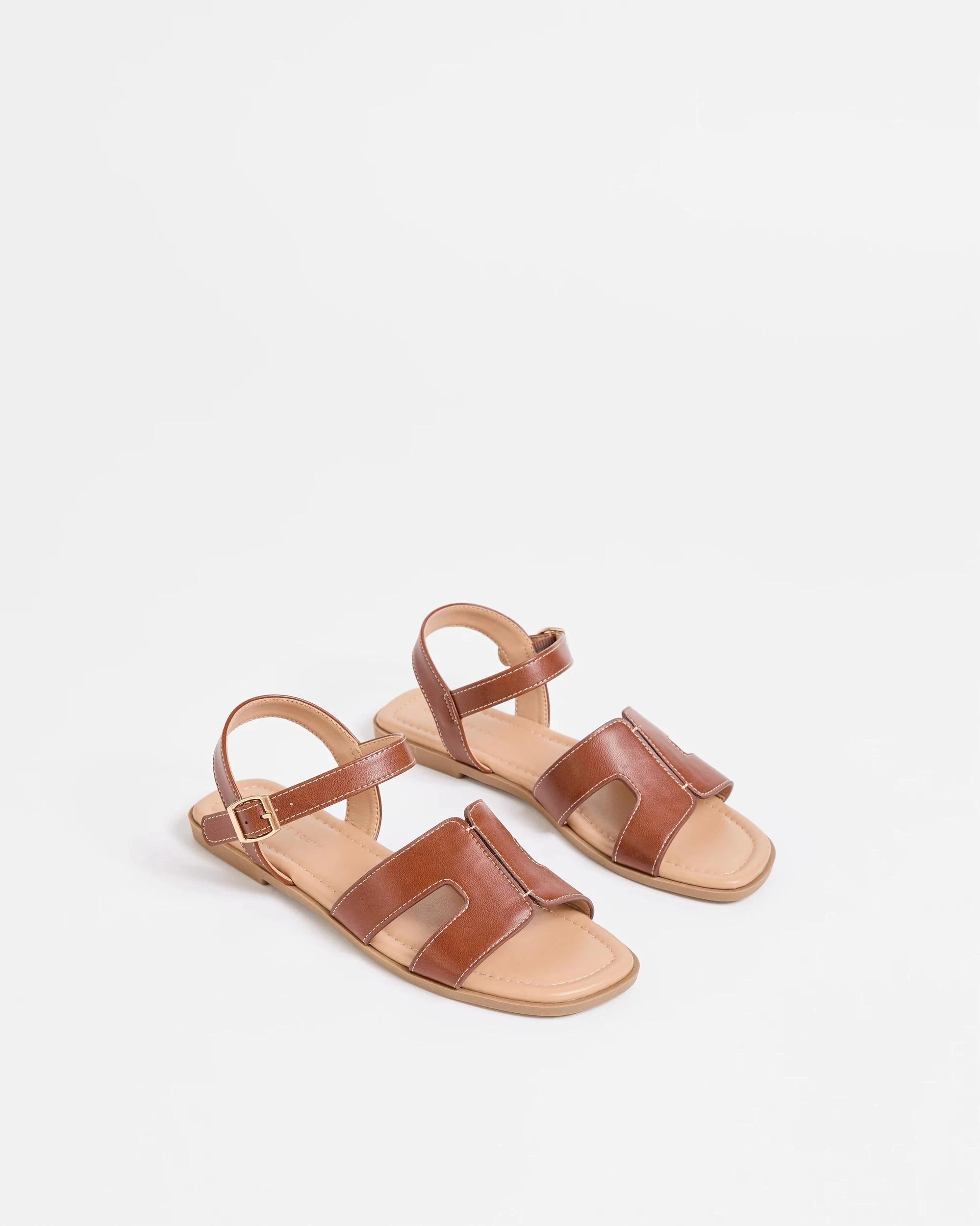 2 Target Youth Girls Senior Leather-Look Sandal TAN, 2 of 3