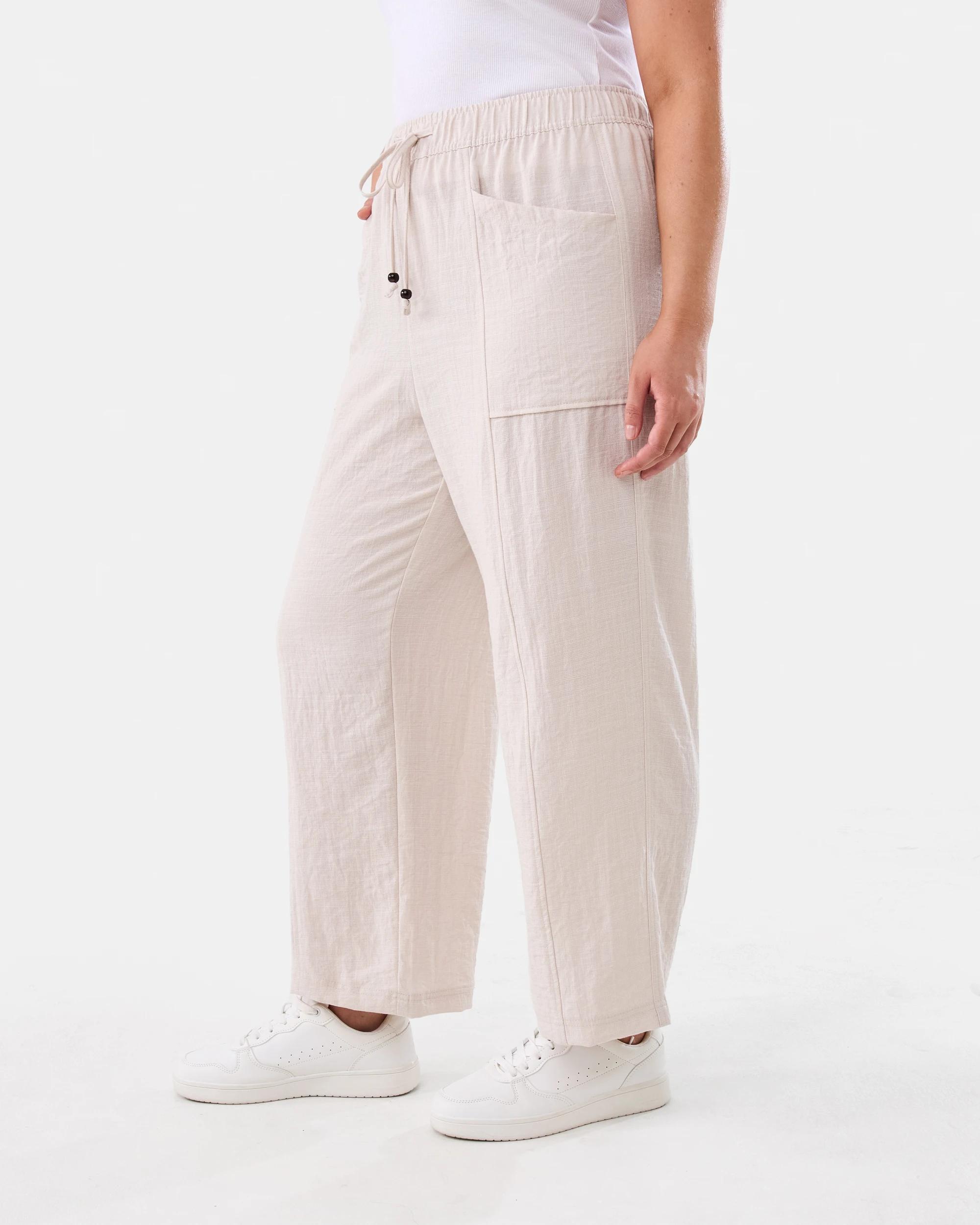 2 Tie Waist Patch Pocket Pants Nat Beige, 2 of 5