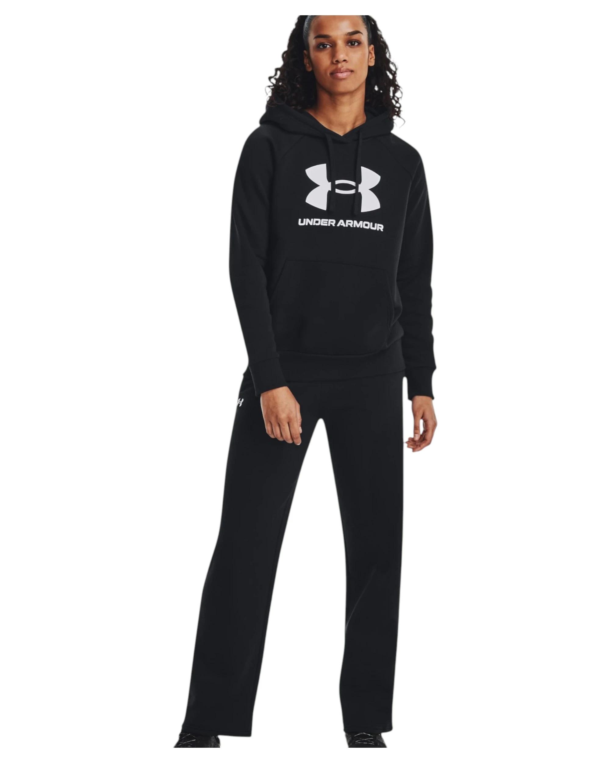 4 Under Armour Womens Rival Fleece Black/ White Big Logo Hoodie BLACK, 4 of 6