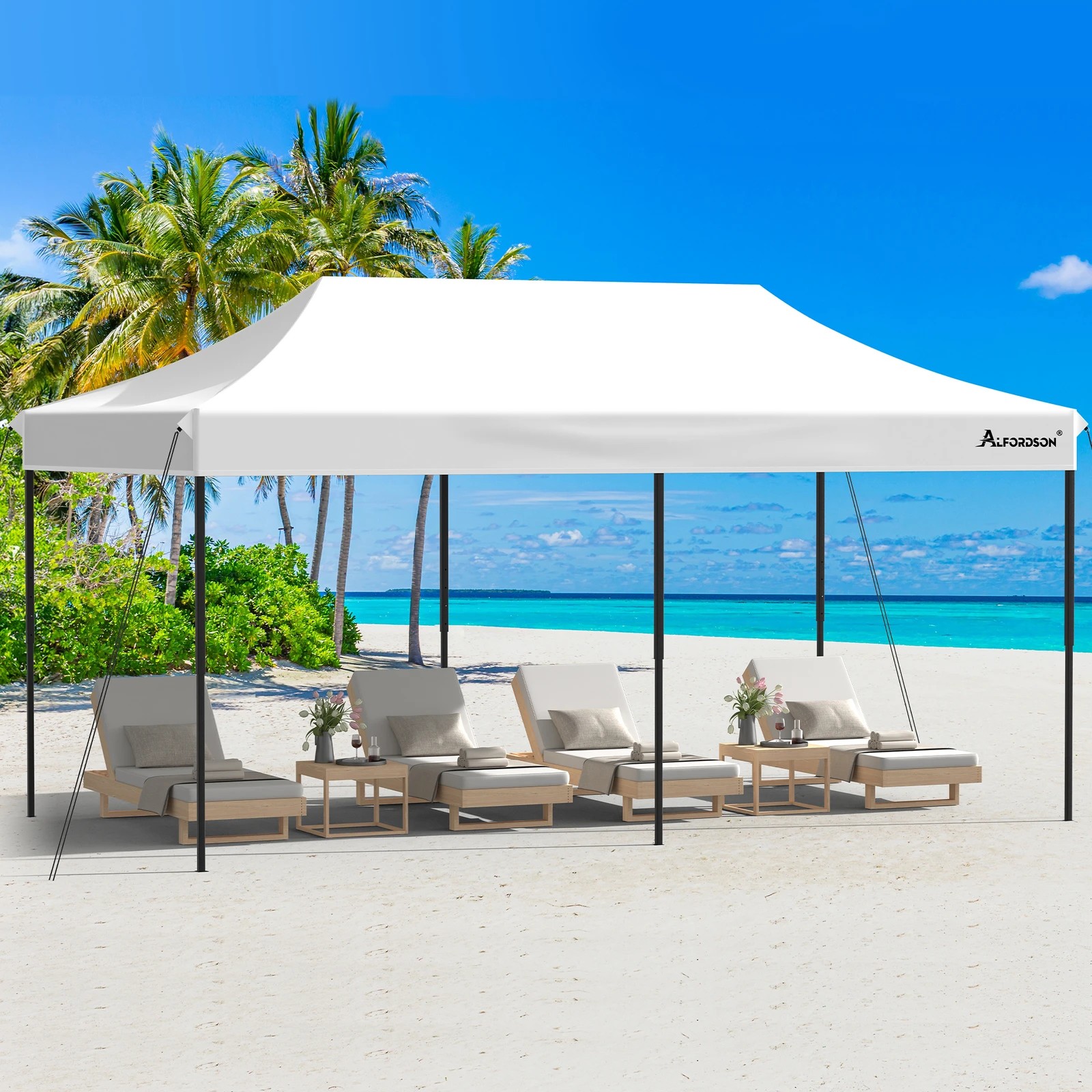 6 Alfordson Gazebo 6x3m Pop Up Marquee 600D Oxford Folding Outdoor Tent - White, 6 of 10