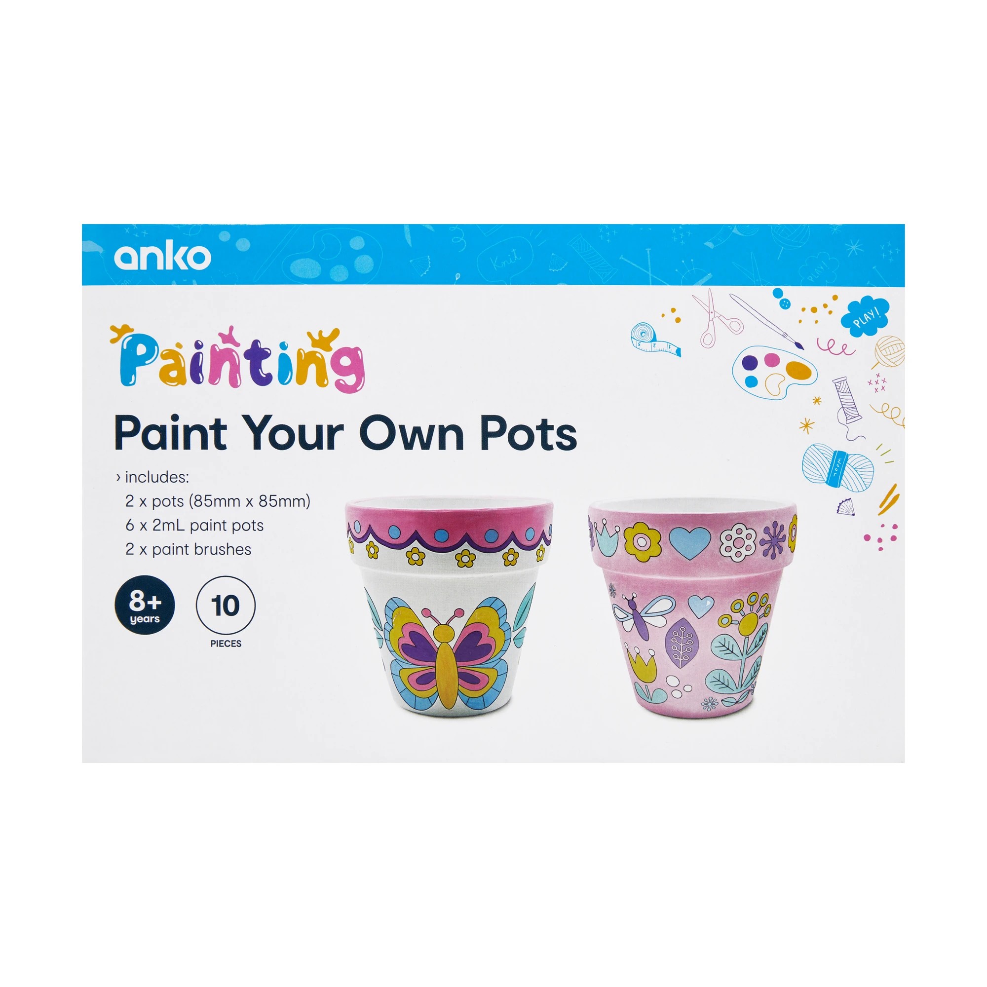 1 10 Piece Paint Your Own Pots, 1 of 8
