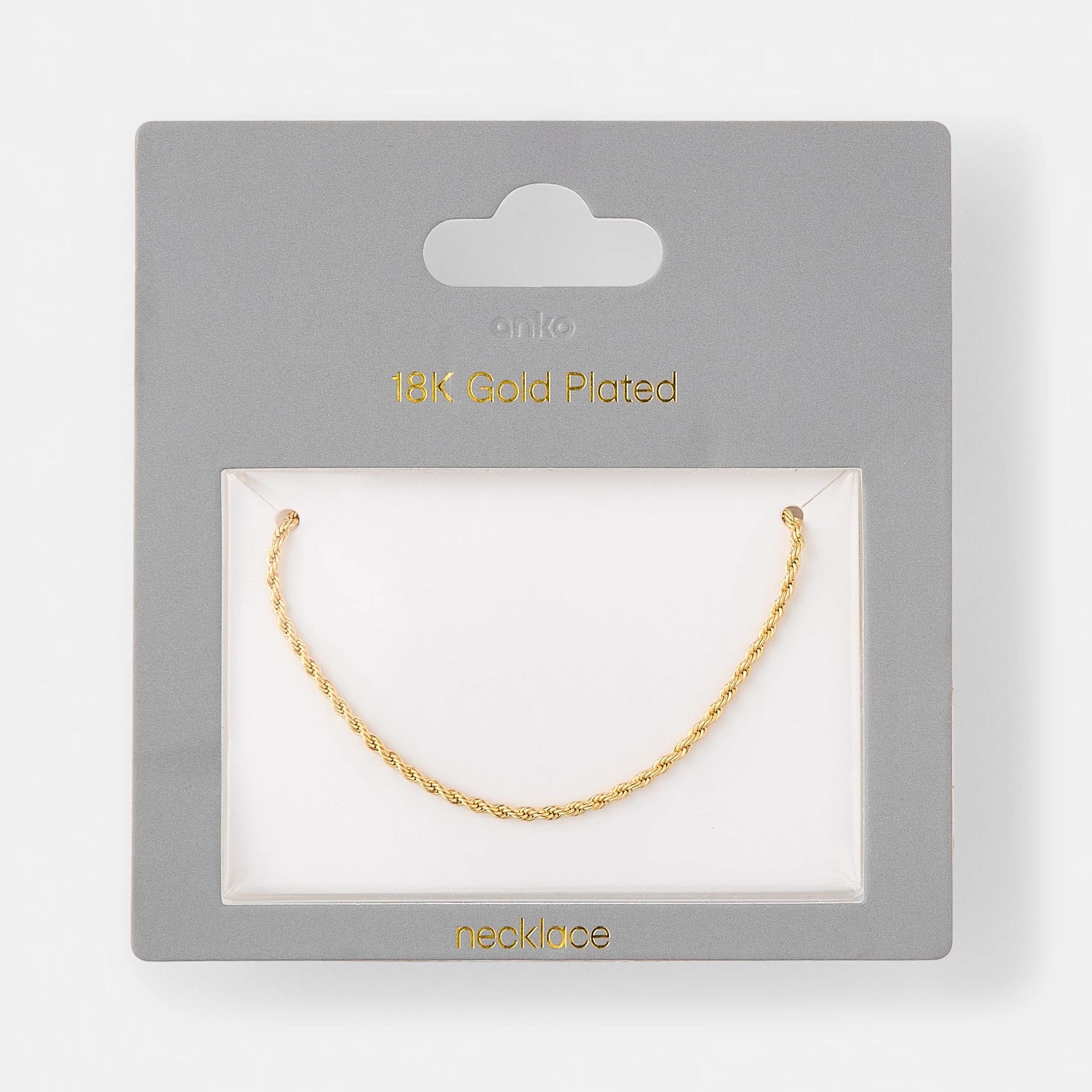 4 18K Gold Plated Twist Chain Necklace Gold, 4 of 4