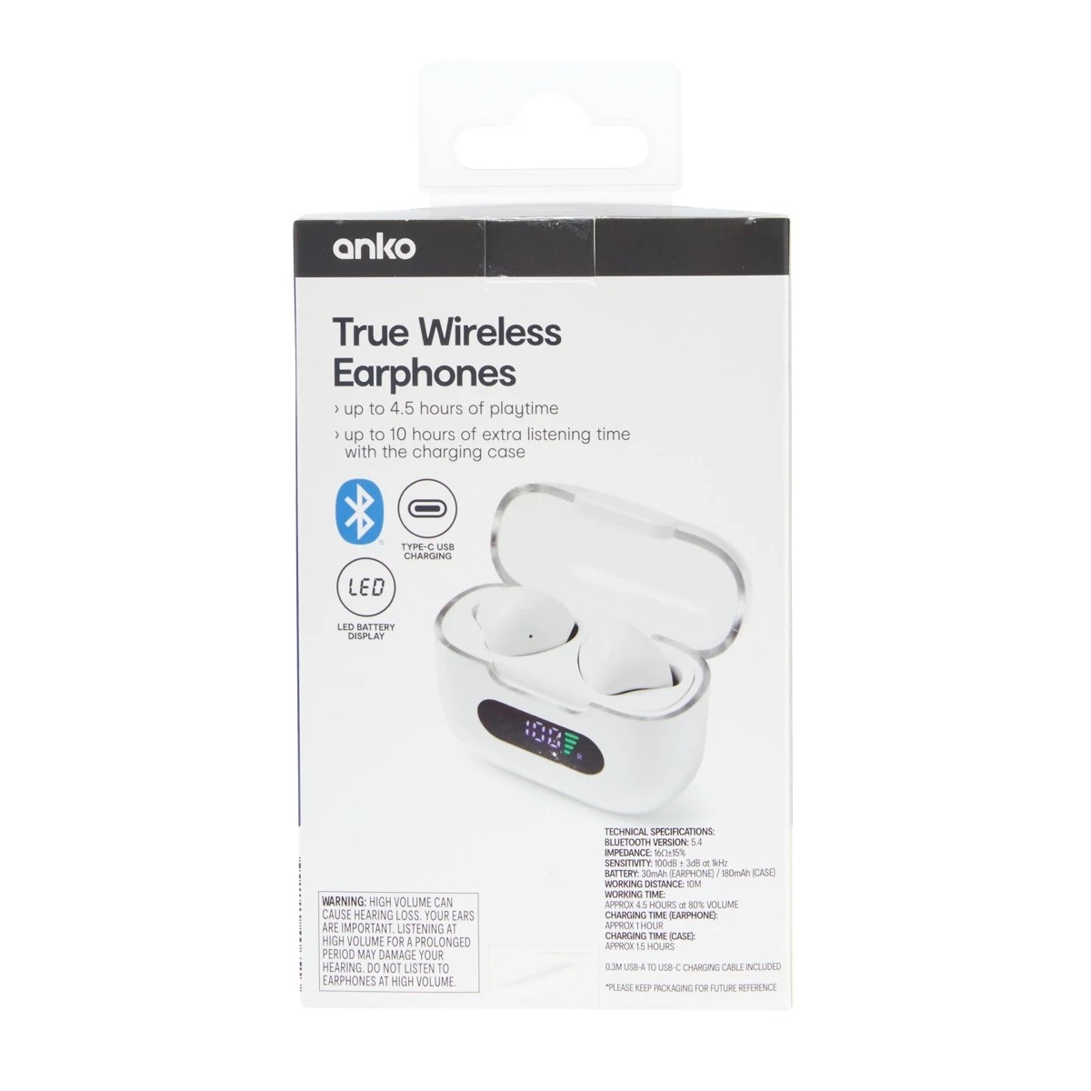 10 True Wireless Earphones With LED Display - White, 10 of 10