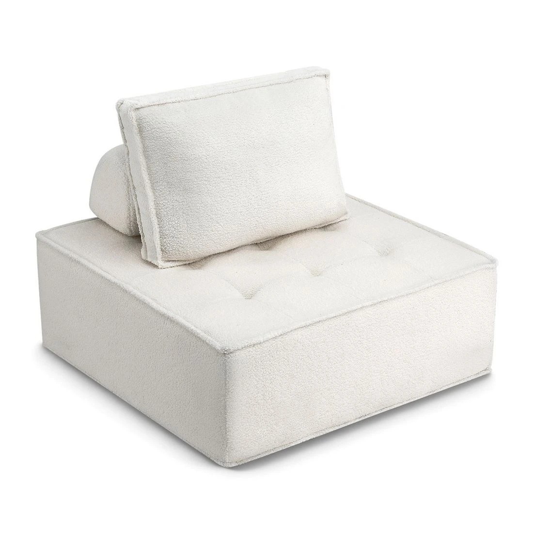 3 Artiss 2 Floor Sofa Lounge Chair with Pillow - White, 3 of 8